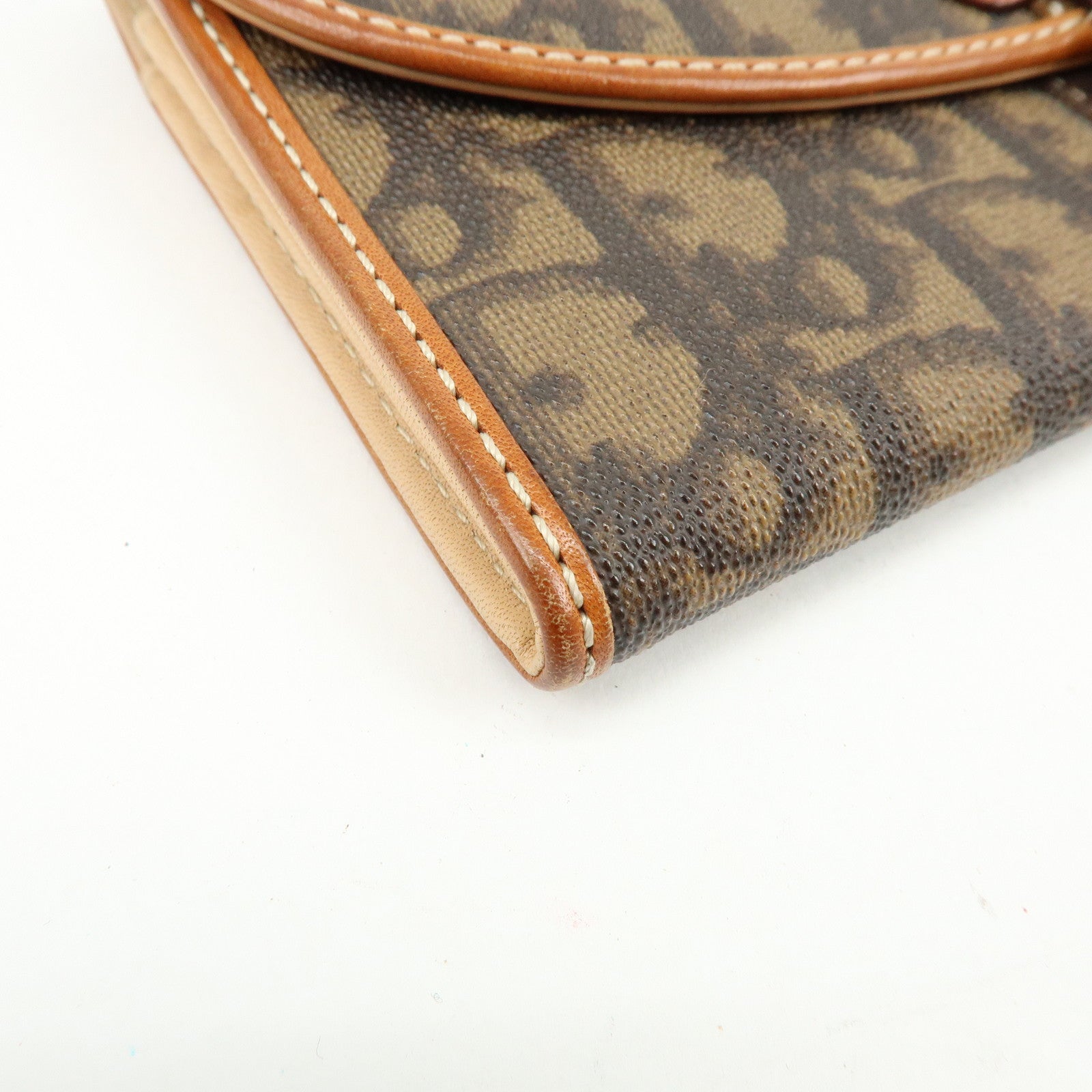 Christian Dior Trotter Romantic PVC Leather Long Flap Wallet Brown