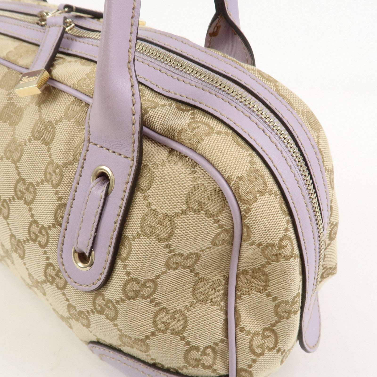 GUCCI Princy GG Canvas Leather Boston Bag Hand Bag Beige 161720