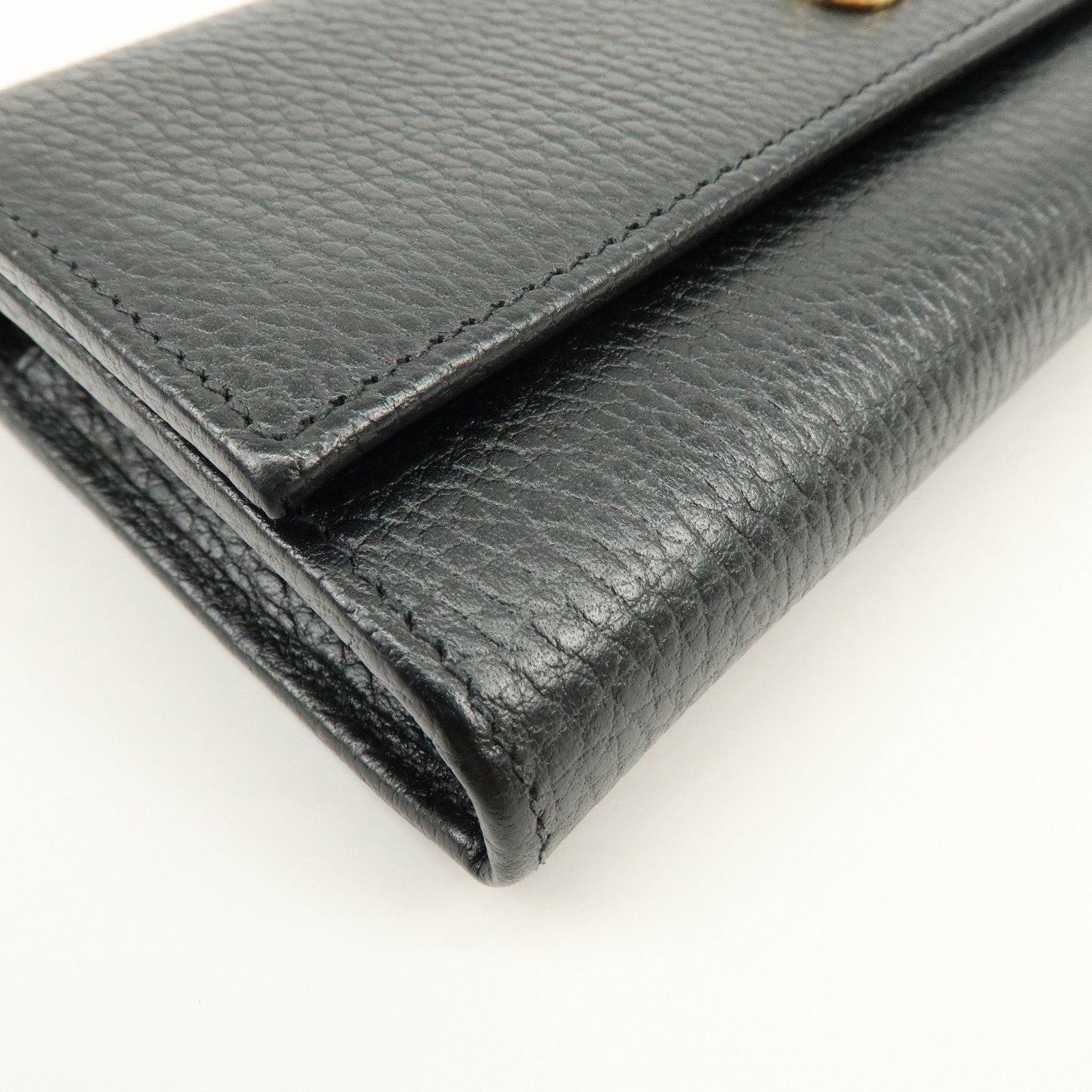 GUCCI GG Marmont Leather Long Flap Wallet Black 456116
