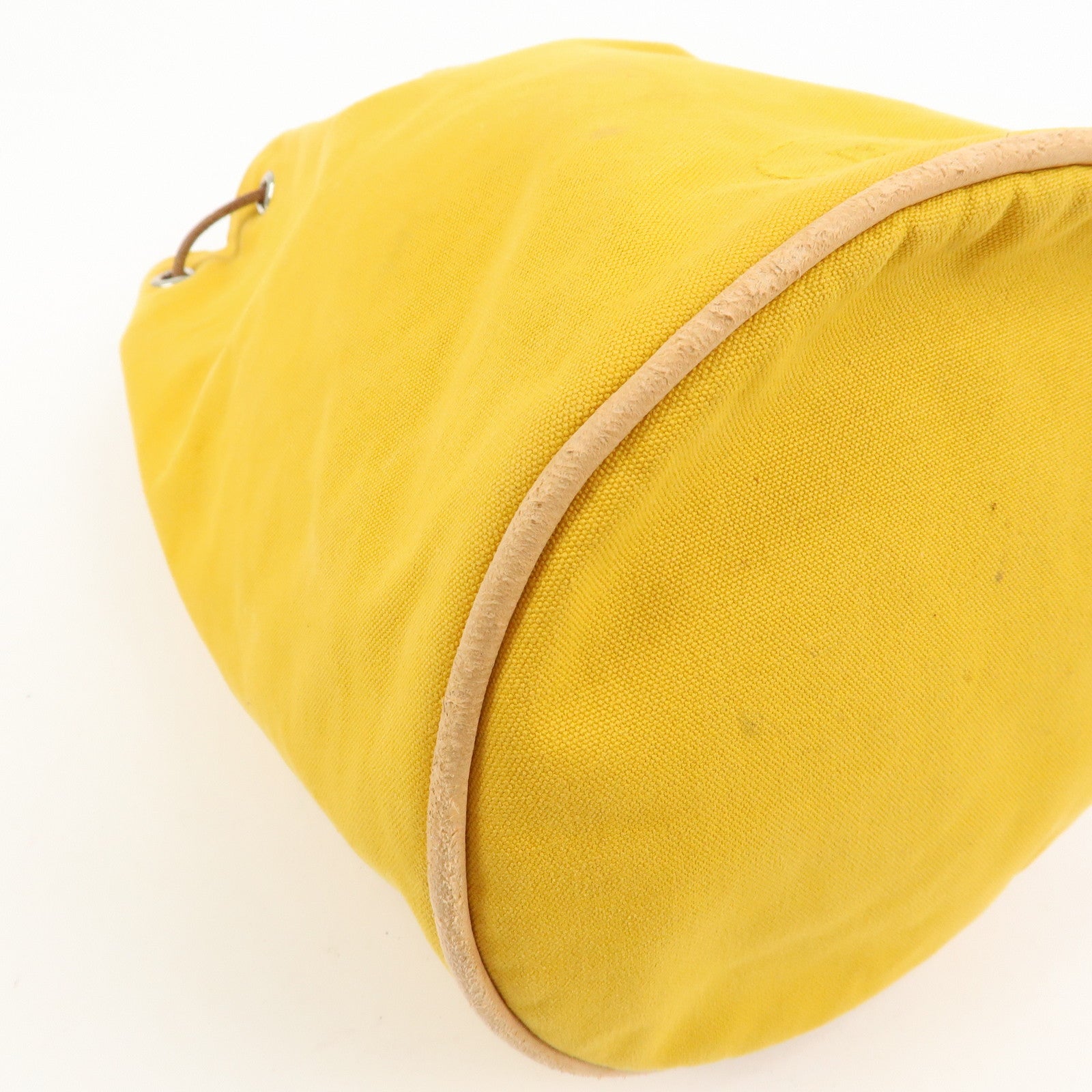 HERMES Canvas Leather Porochon Mimil PM Drawstring Backpack Yellow