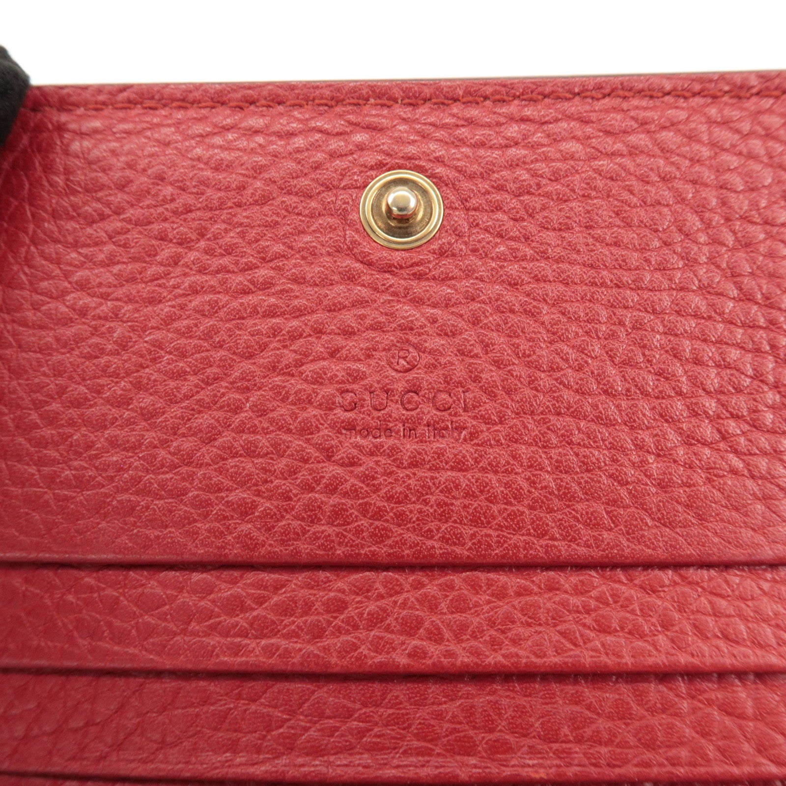 GUCCI Animalier Leather Bi-fold Compact Wallet Red 453169 Used