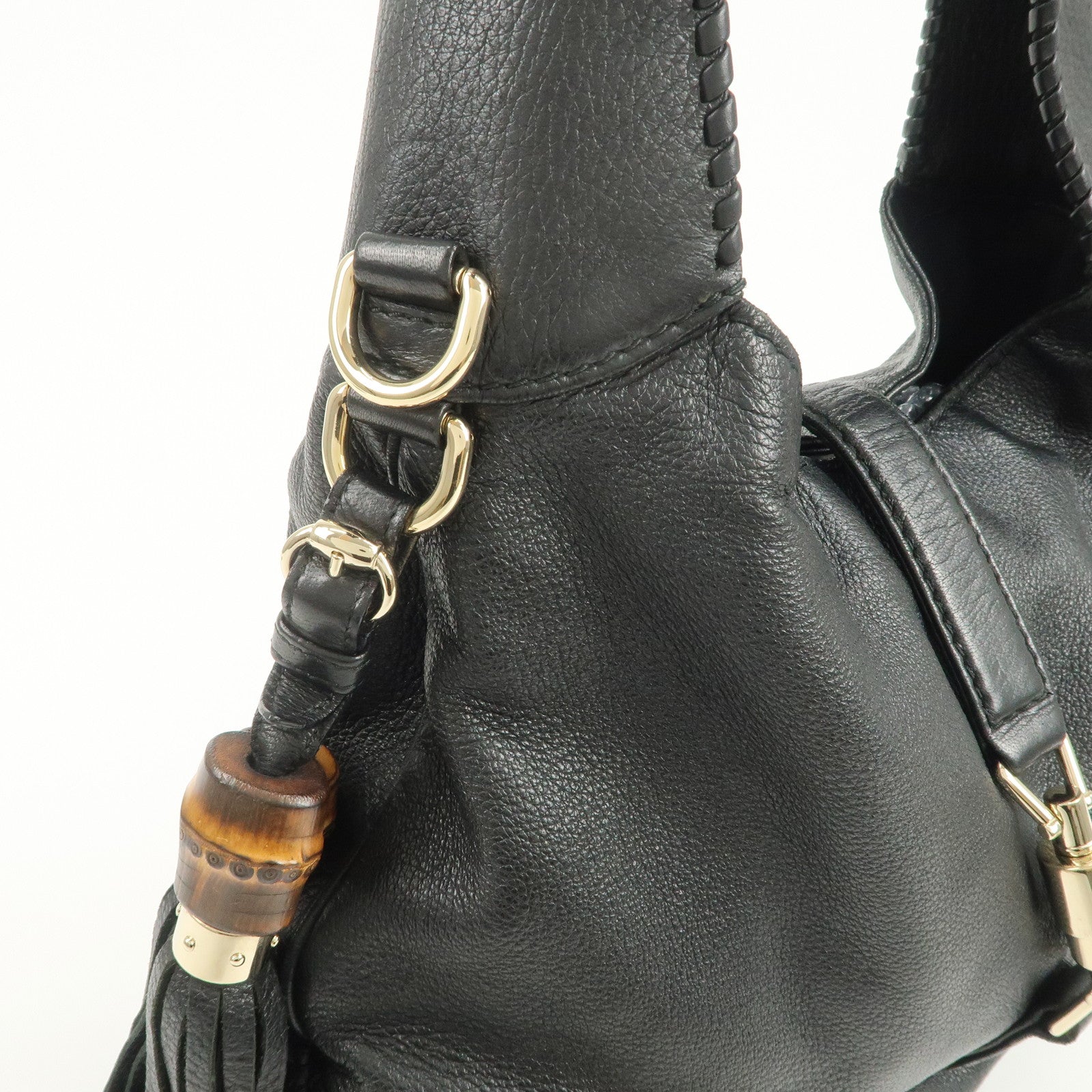 GUCCI New Jackie Leather 2Way Shoulder Hand Bag Black 246907