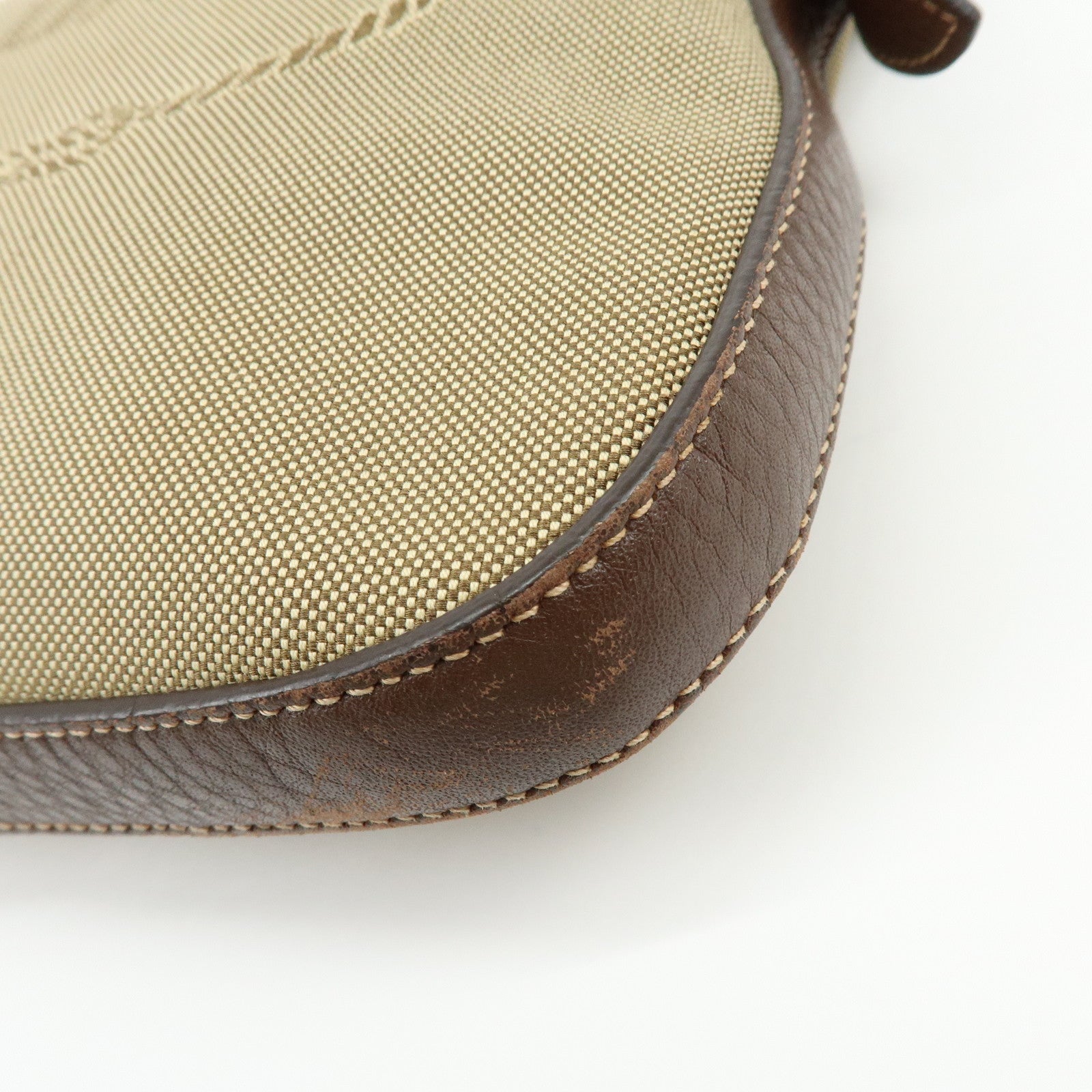 PRADA Logo Jacguard Leather Shoulder Bag Crossbody Bag Brown