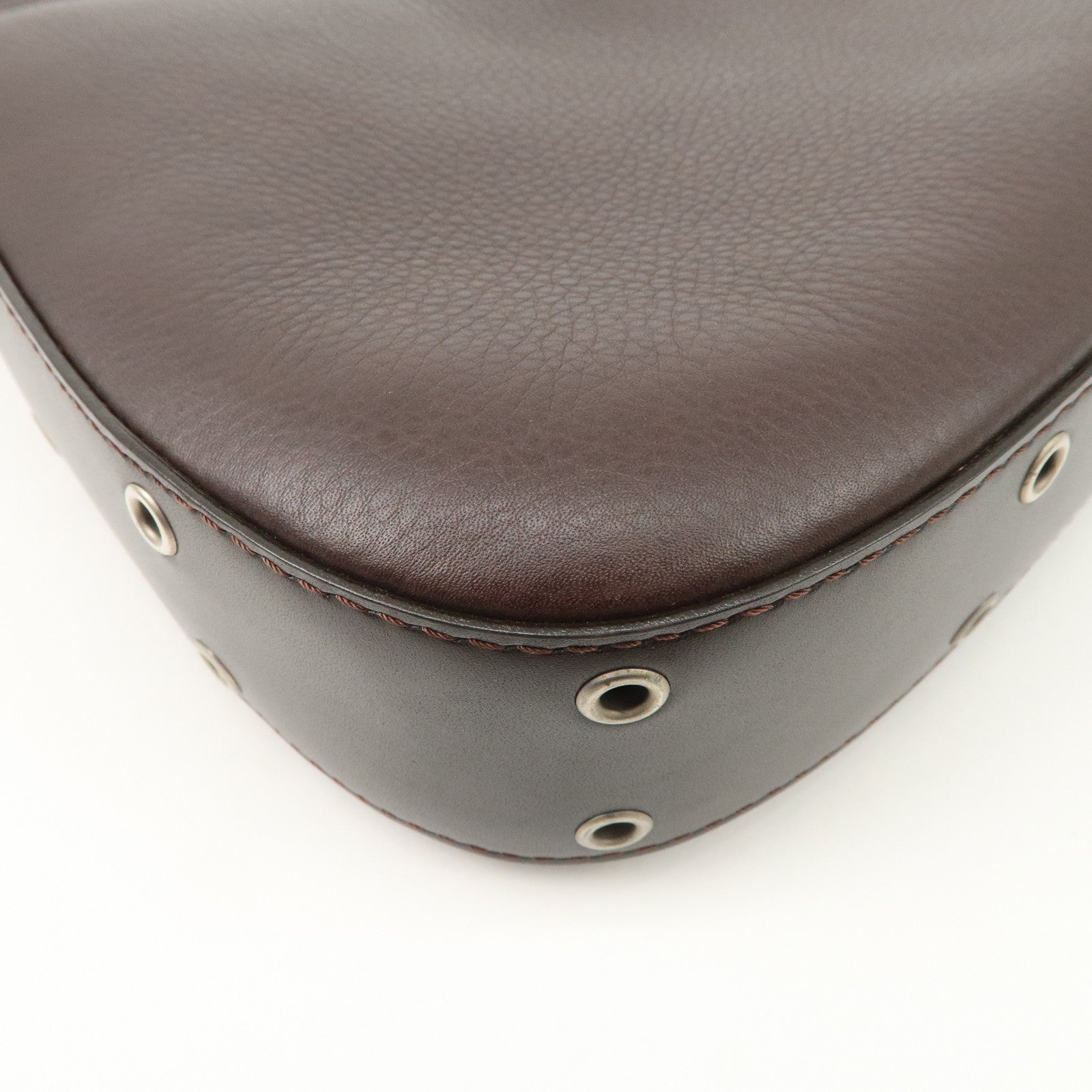 Christian Dior Street Chic Logo Leather Shoulder Bag Hand Bag Brown Used