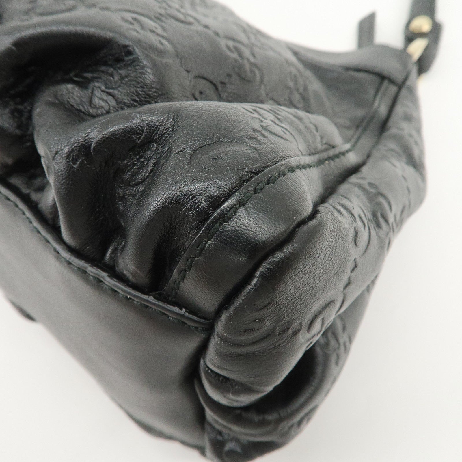 GUCCI Abbey Guccissima Leather Shoulder Bag Hand Bag Black 190525