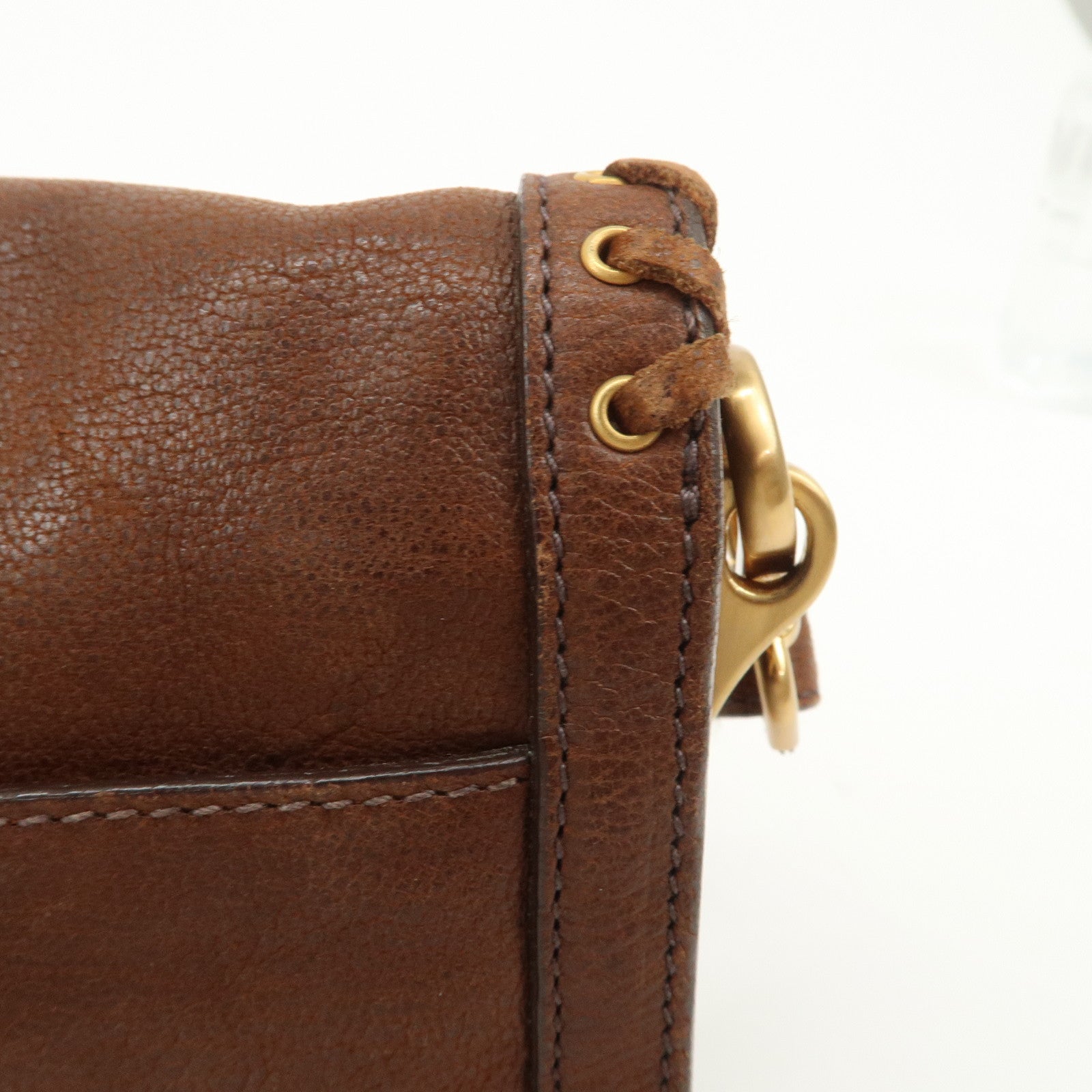 PRADA Fringe Leather 2Way Bag Shoulder Bag Clutch Bag Brown BR3165