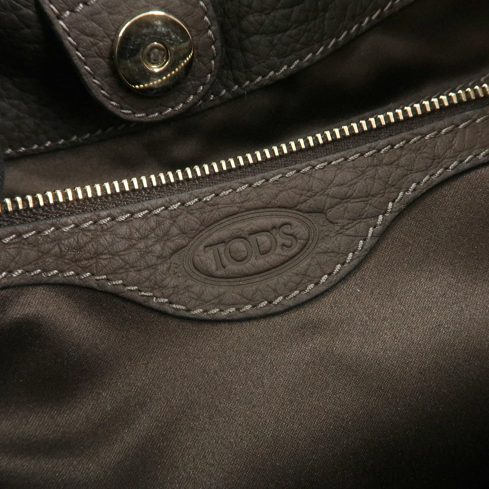 TOD'S Logo Leather Shoulder Bag Hand Bag Brown