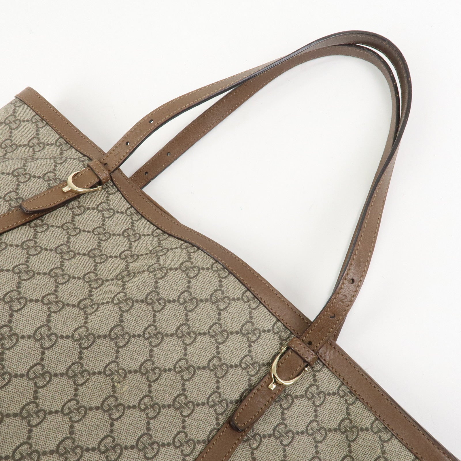 GUCCI GG Supreme Canvas Leather Tote Shoulder Bag Beige 309613