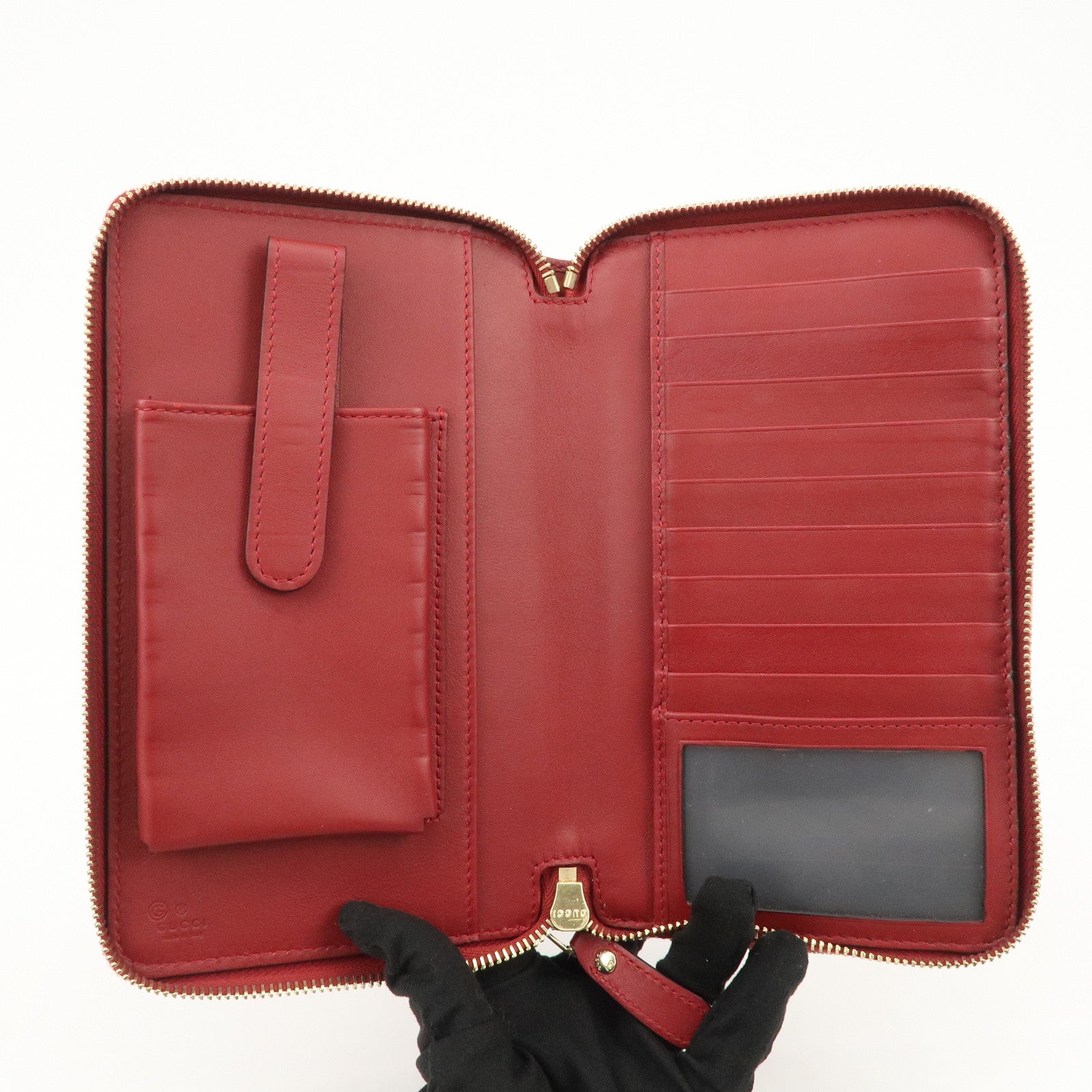GUCCI Micro Guccissima Leather Travel Case Clutch Bag Red 544250 Used