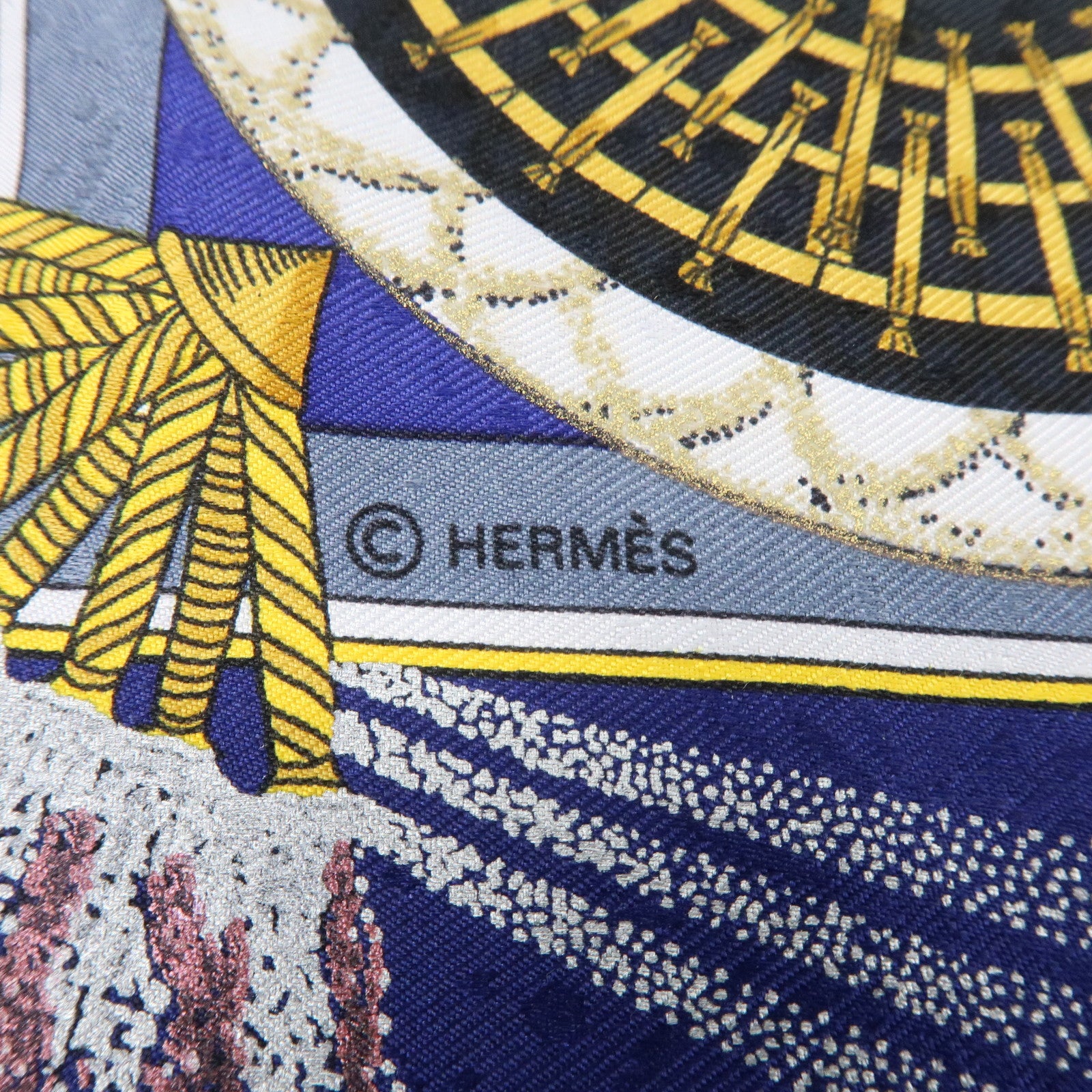 HERMES Carre 90 Silk 100% Scarf FEUX D’ARTIFICE Blue