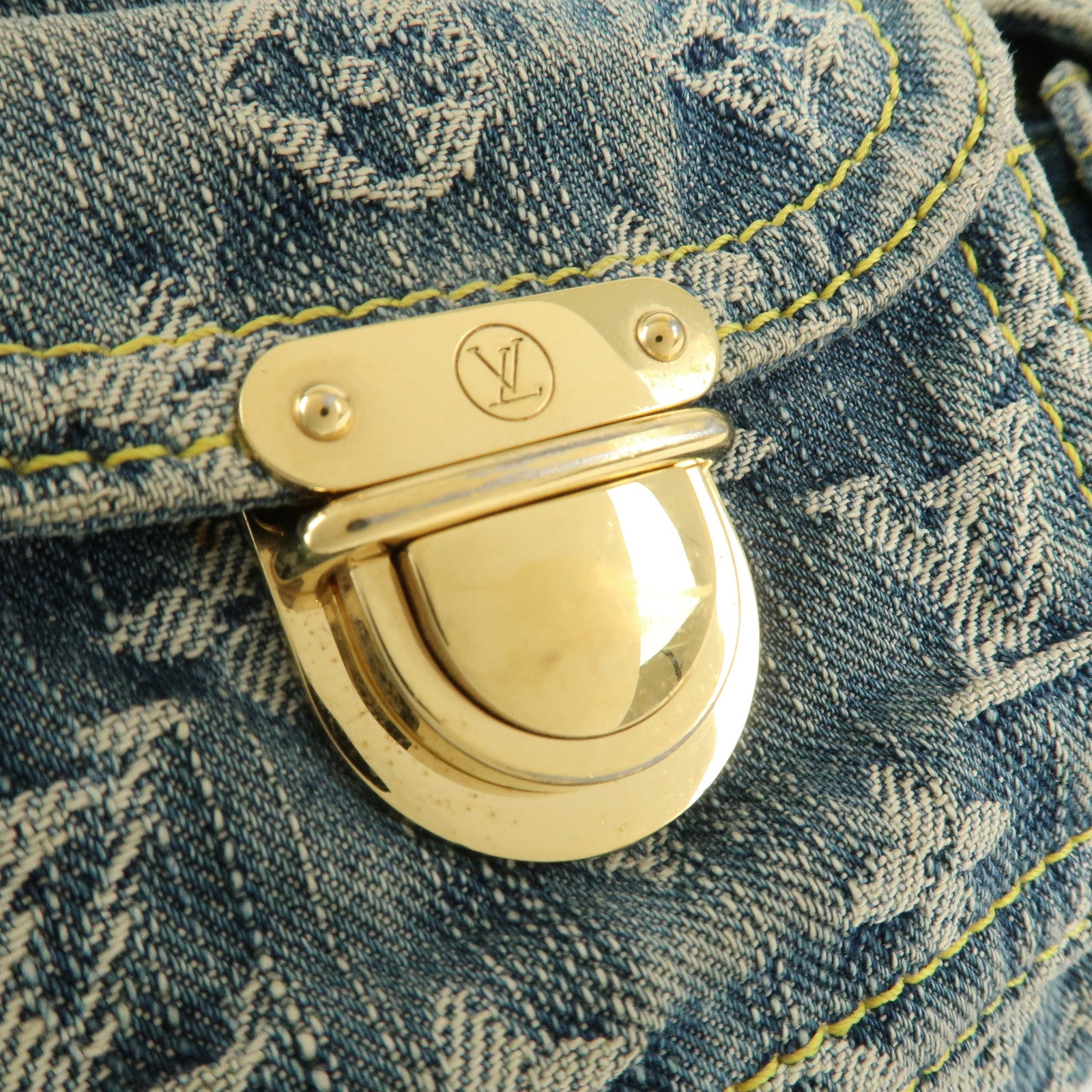 Louis Vuitton Monogram Denim Baggy PM 2Way Shoulder Bag Blue M95049 Used