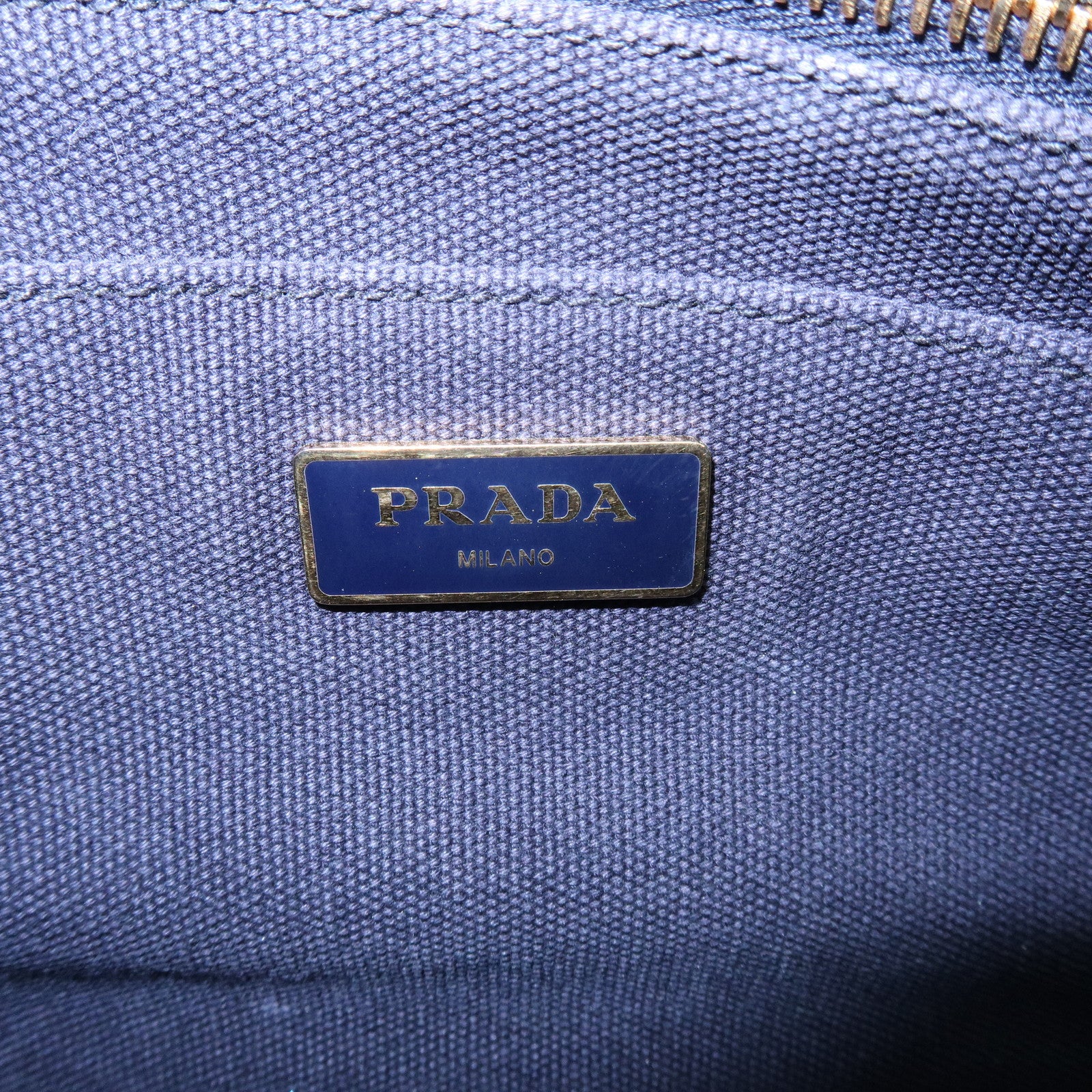 PRADA Canapa Mini Canvas 2Way Bag Hand Bag Navy 1BG439