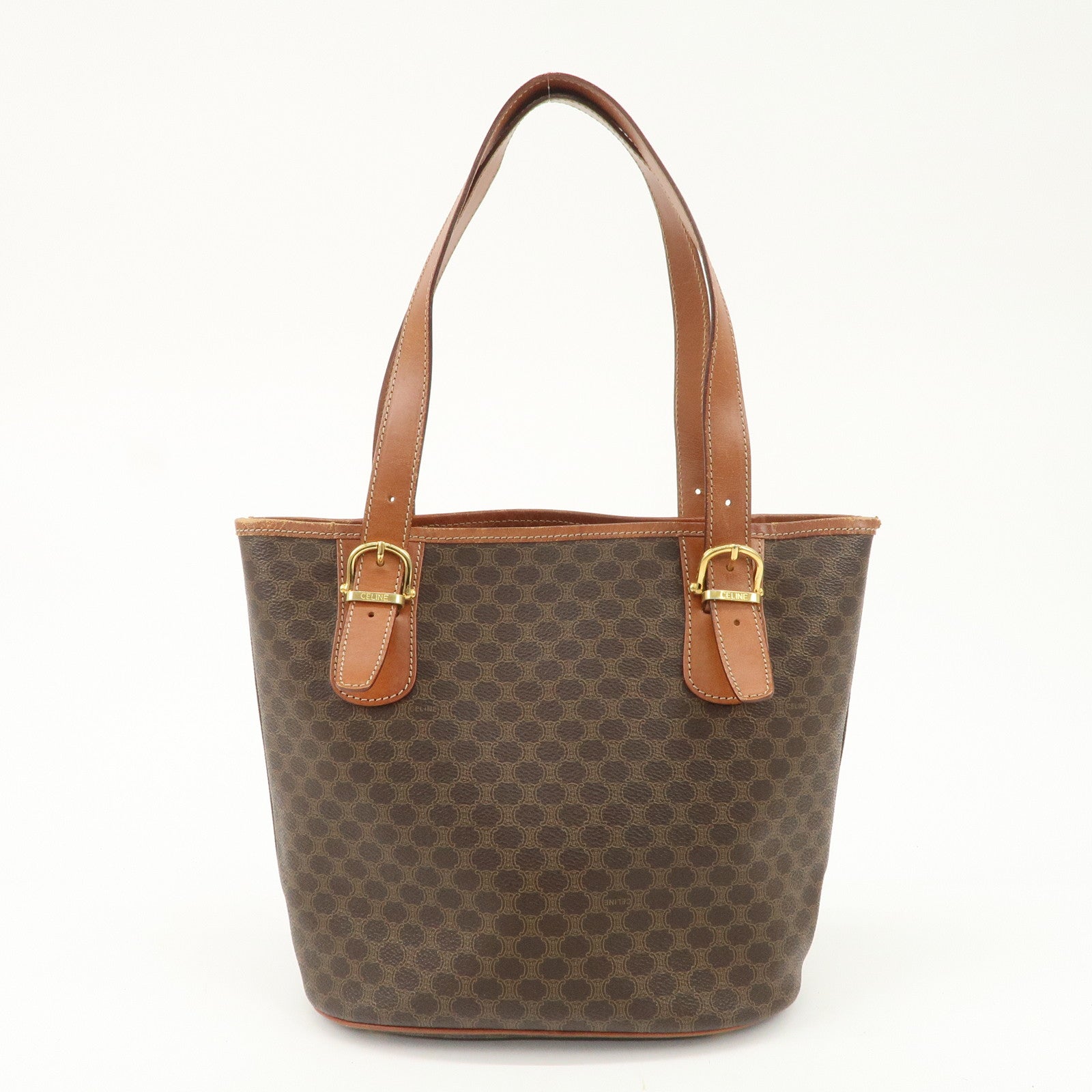 CELINE Macadam PVC Leather Shoulder Bag Tote Bag Brown