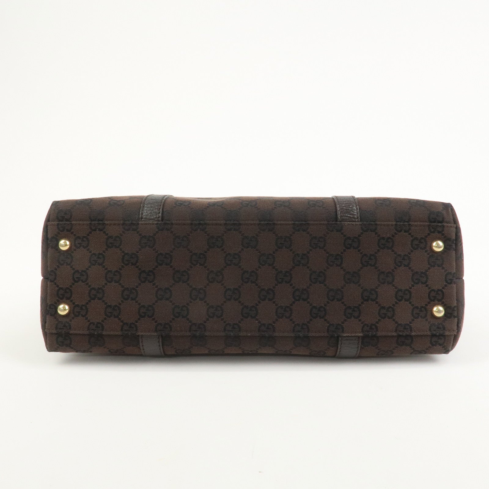 GUCCI Canvas Leather Tote Bag Shoulder Bag Dark Brown 257302