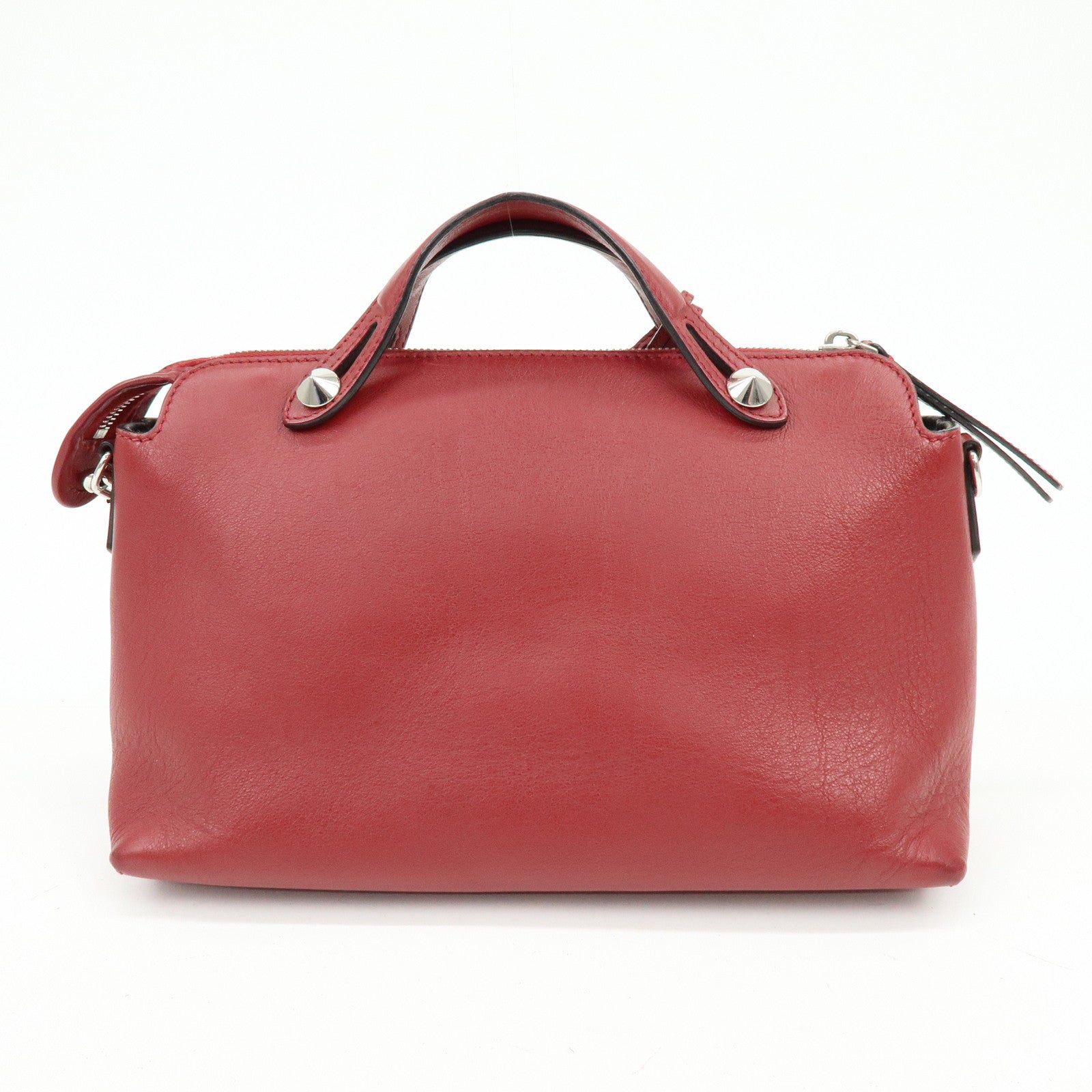 FENDI By The Way Leather 2Way Bag Hand Bag Shoulder Bag Red 8BL124