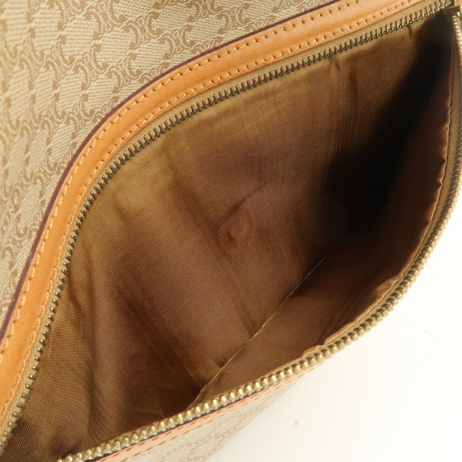 CELINE Macadam PVC Leather Clutch Bag Hand Bag Brown Beige