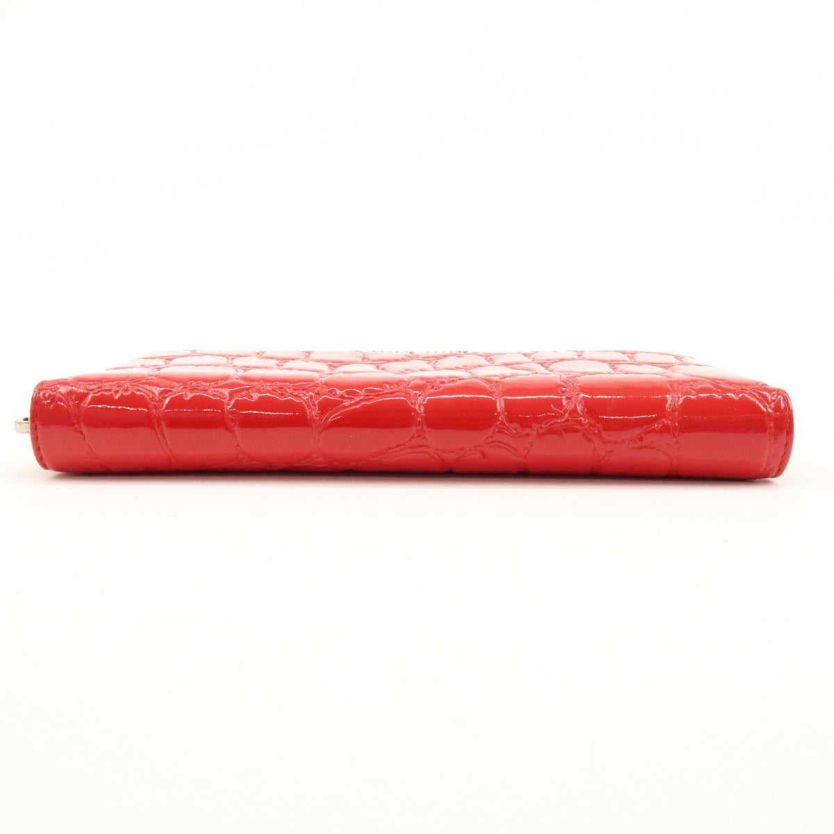 MIU MIU Patent Embossed Leather Round Zippy Long Wallet Red 5ML506