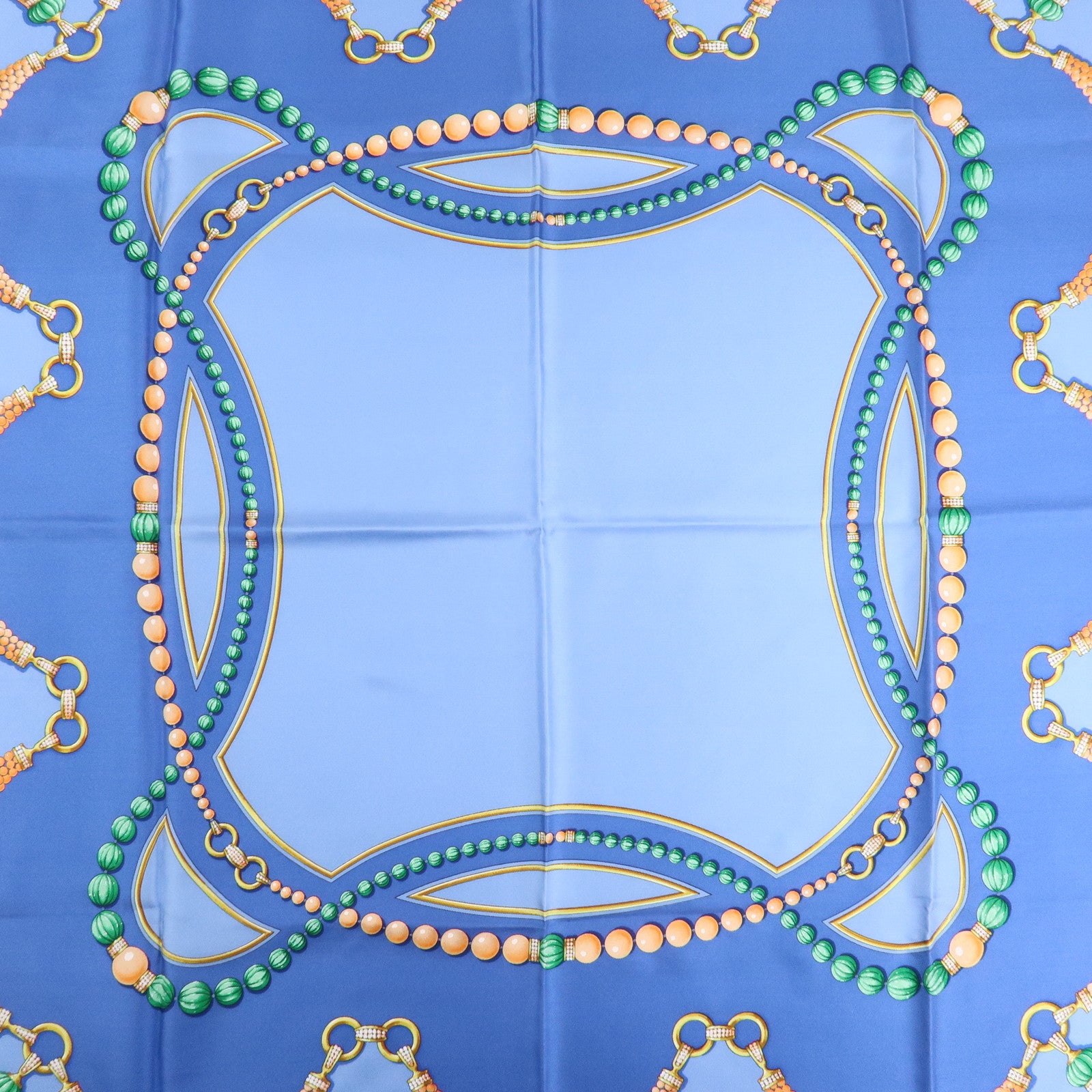 Cartier Must de Cartier Must Line Silk100% Scarf Multicolor Blue Used