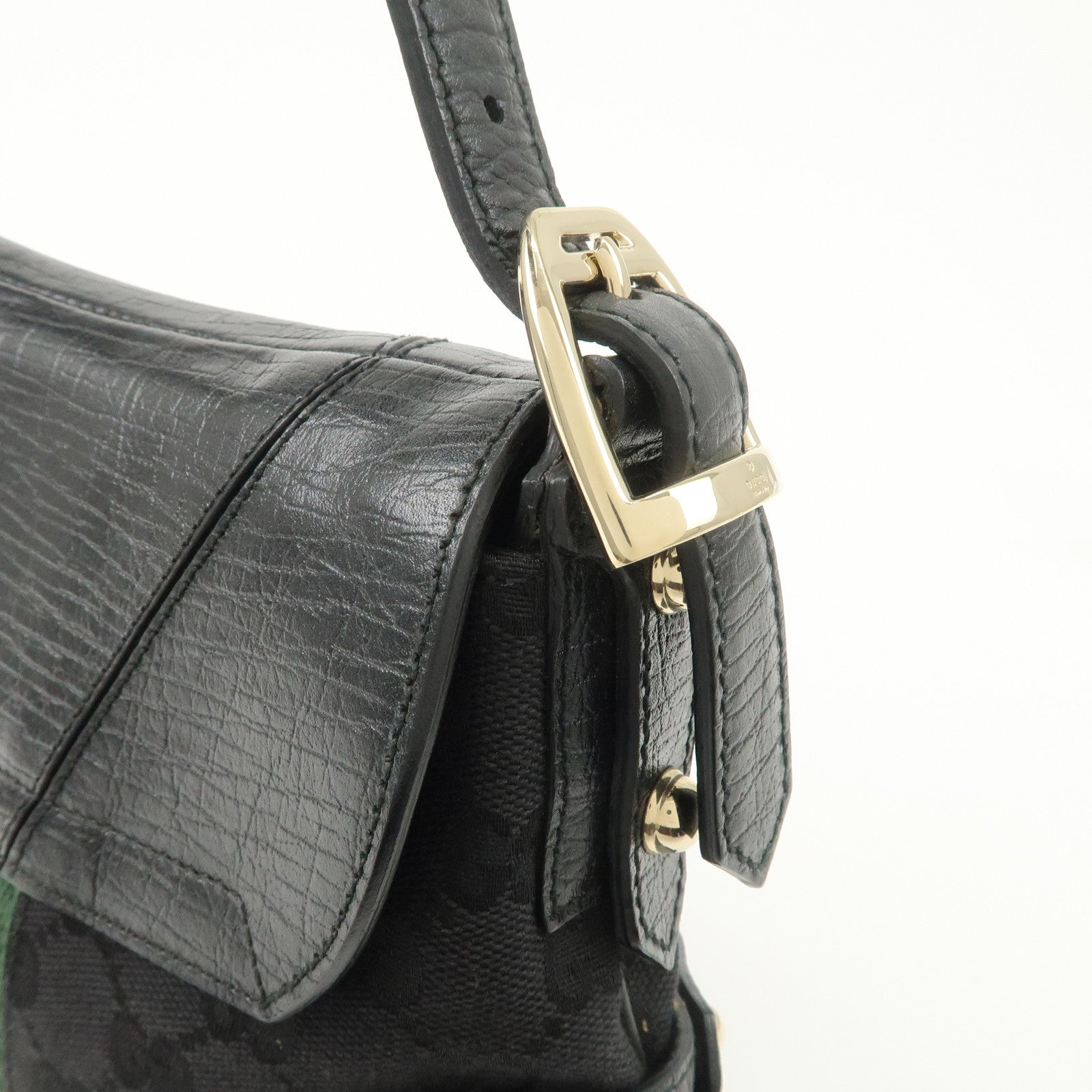 GUCCI Horsebit Sherry GG Canvas Leather Shoulder Bag 131094