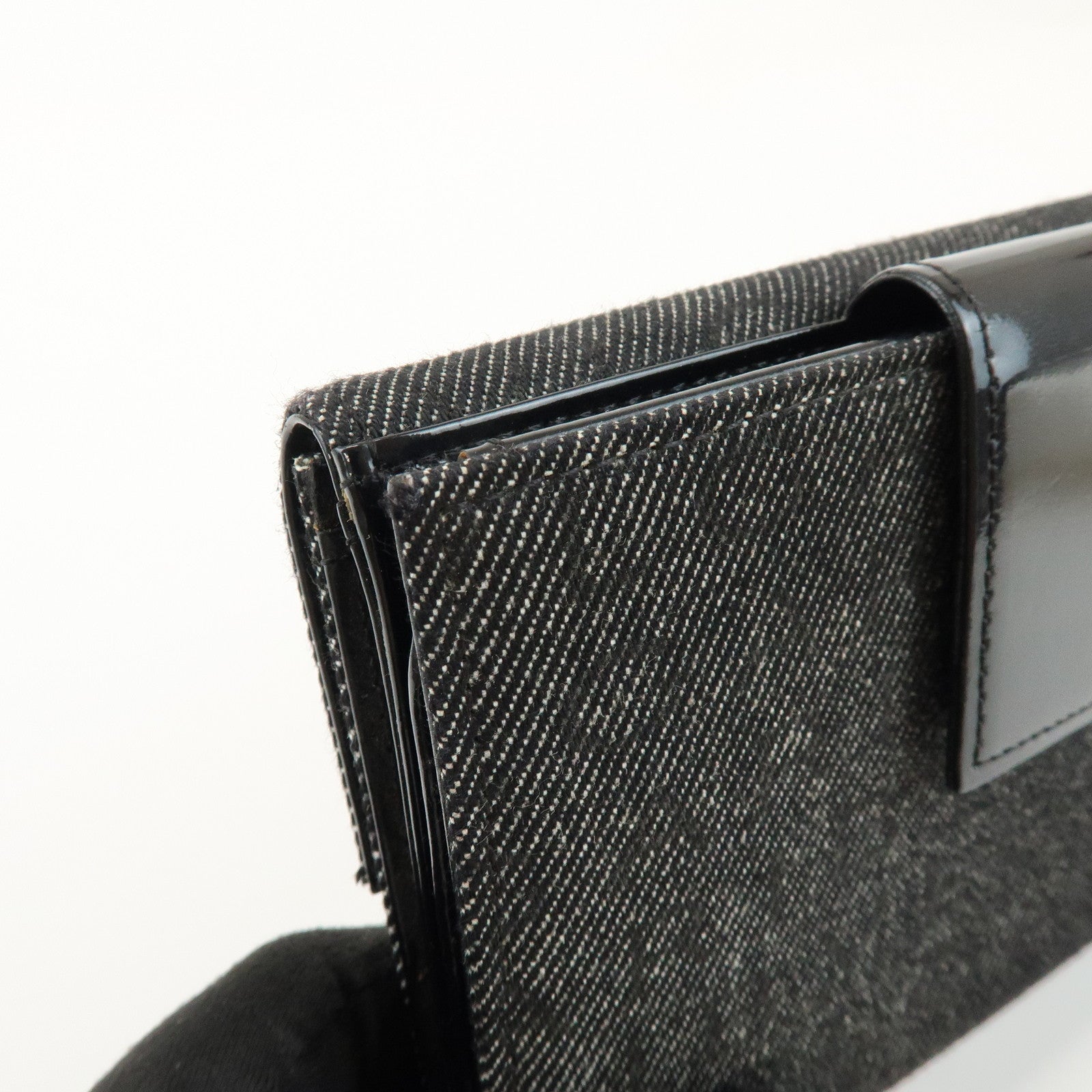 BVLGARI Logo Mania Canvas Leather Bi-fold Long Wallet Black