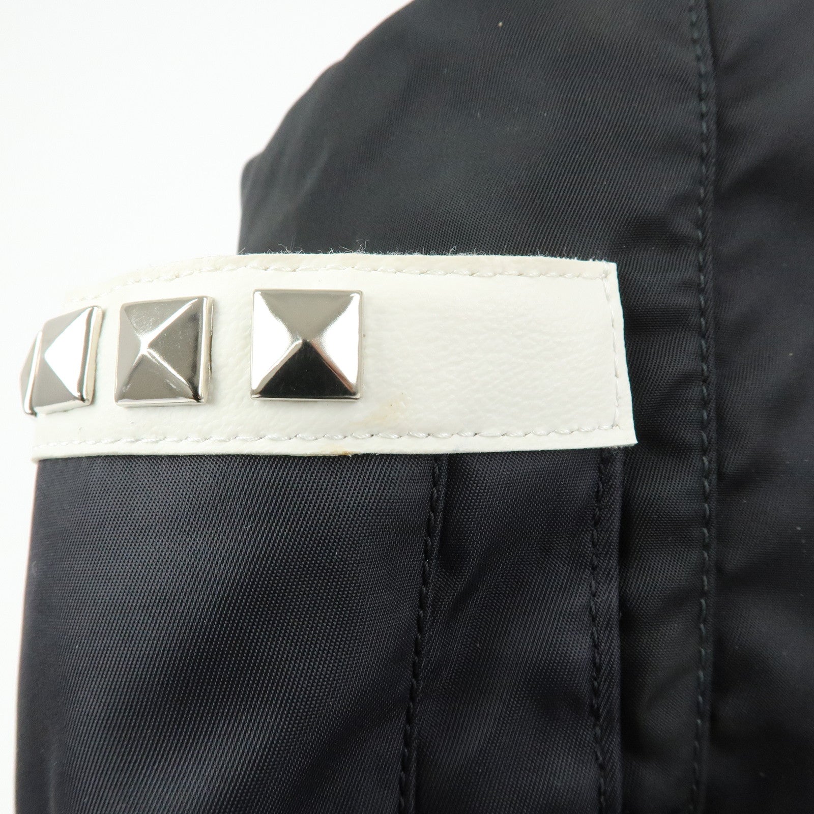 PRADA Triangle Logo Nylon Studs Backpack Rucksack Black 1BZ811