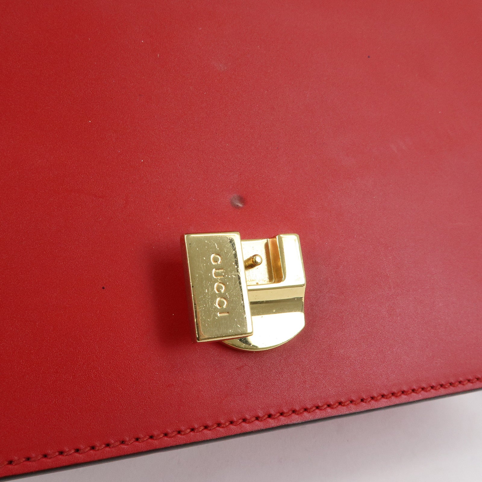 GUCCI Sylvie Sherry Leather Shoulder Bag Red Ribbon Red 421882