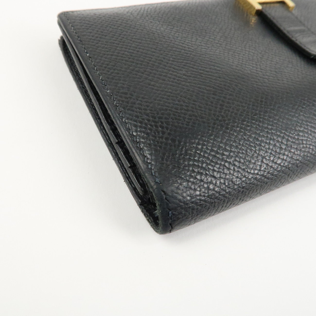 HERMES Epson Bearn Soufflet Long Wallet C Stamped Black Used