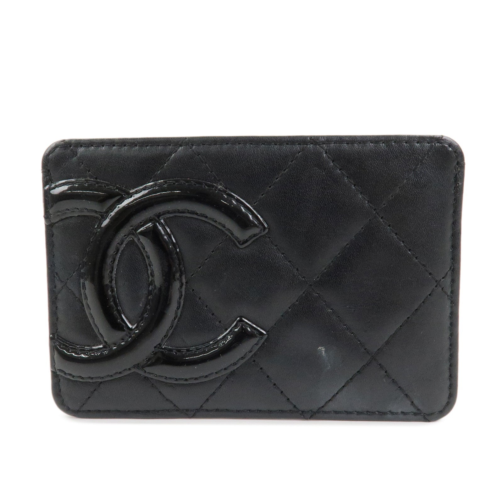 CHANEL Cambon Line Matelasse COCO Mark Card Case Black A26725