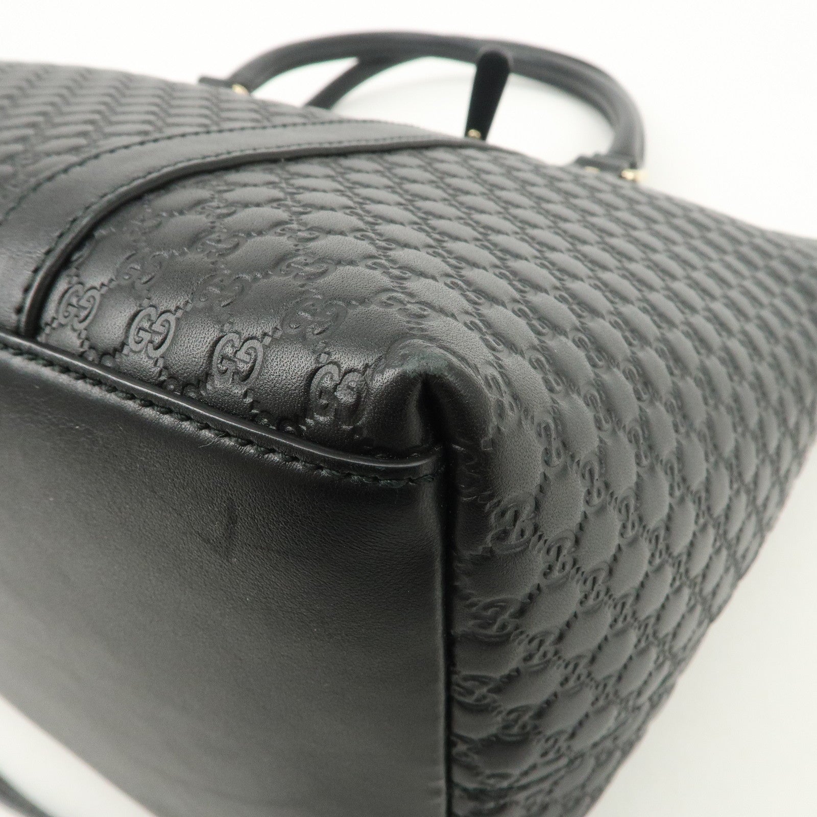 GUCCI Micro Guccissima Leather 2Way Bag Shoulder Bag Black 449658 Used