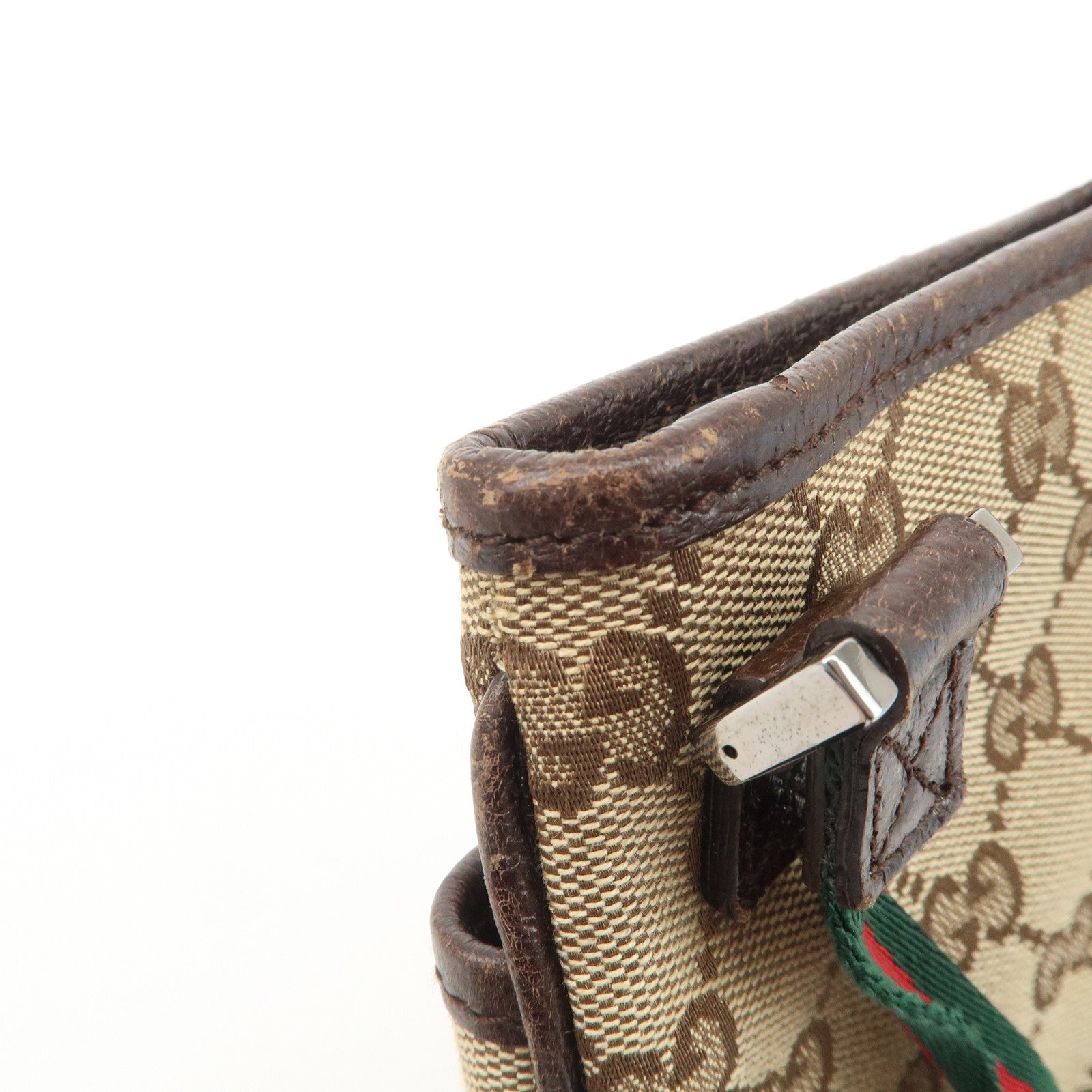 GUCCI Sherry GG Canvas Leather Shoulder Bag Beige Brown 141863 Used