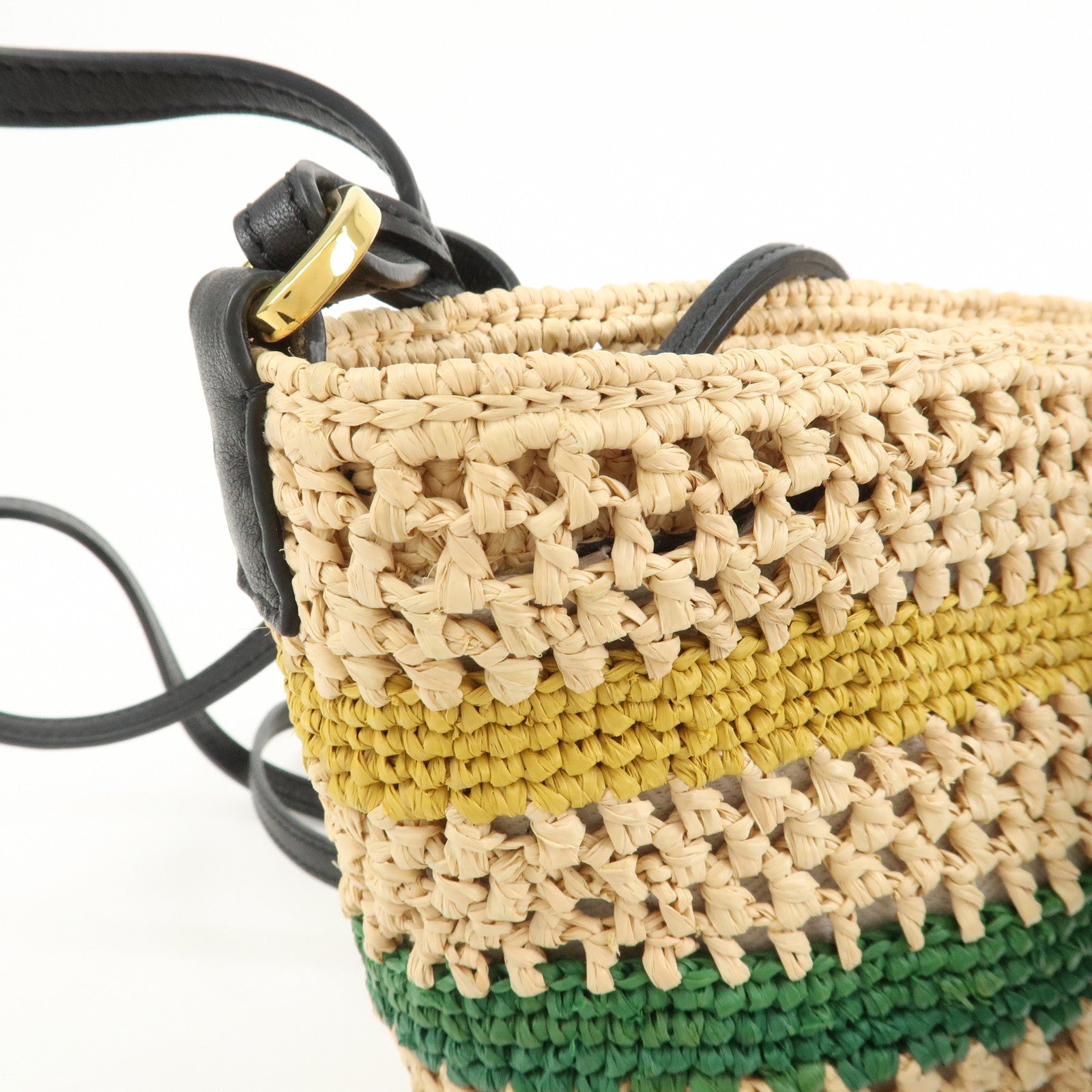 LOEWE Raffia Leather Pochette Bag Shoulder Bag Natural