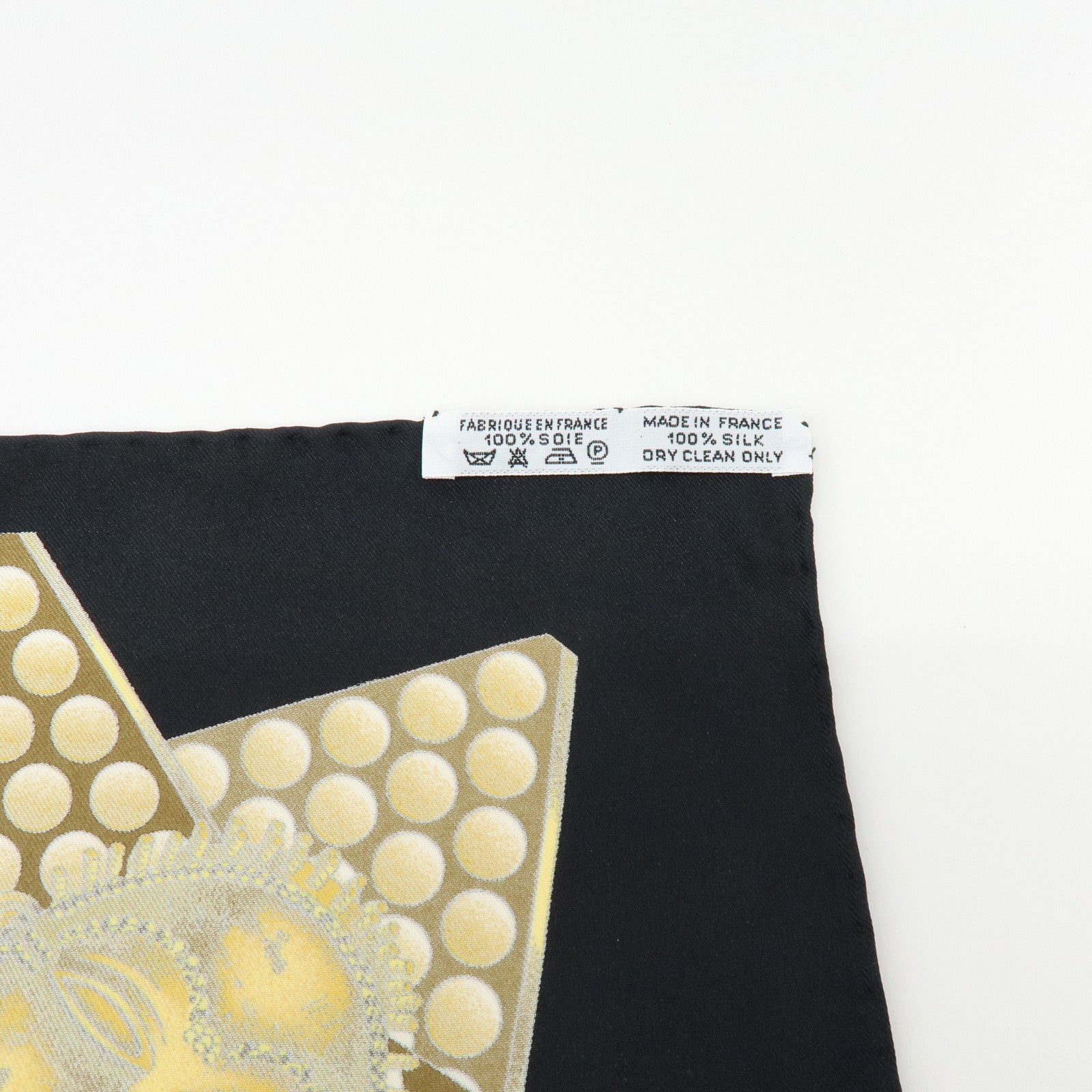 HERMES Carre 90 Silk 100% Scarf L'OR DES CHEFS Black Gold