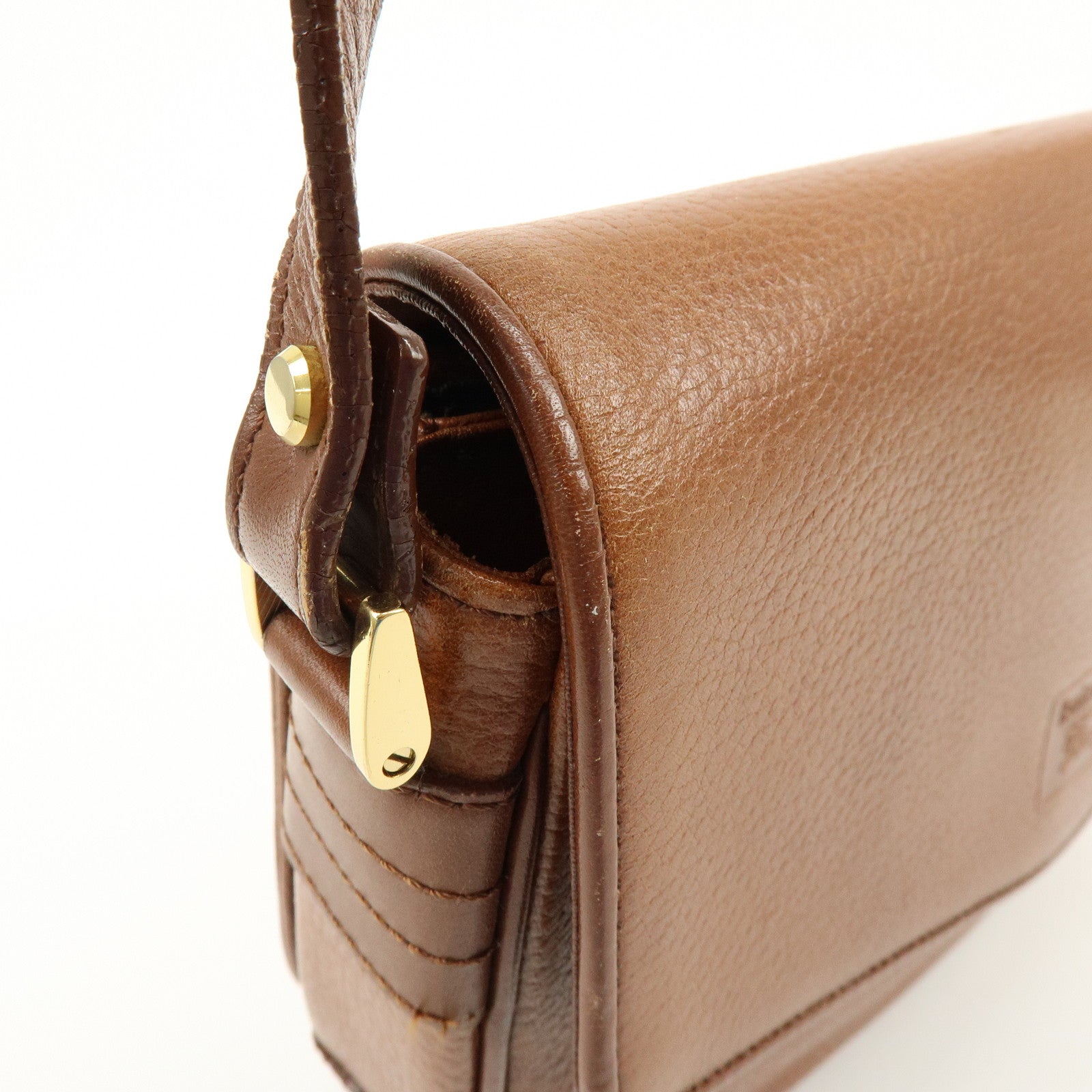 BURBERRY Logo Leather Shoulder Bag Crossbody Bag Brown