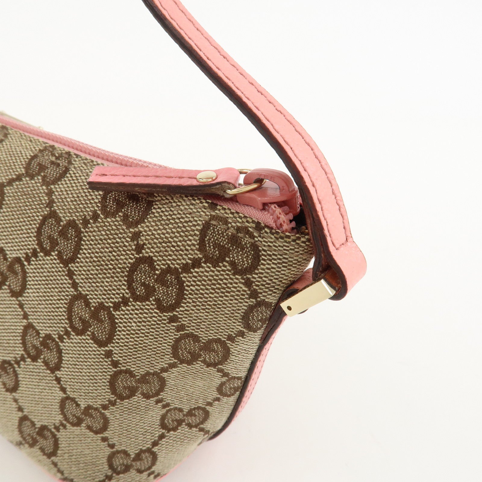 GUCCI Boat Bag GG Canvas Leather Accessory Pouch Hand Bag 07198