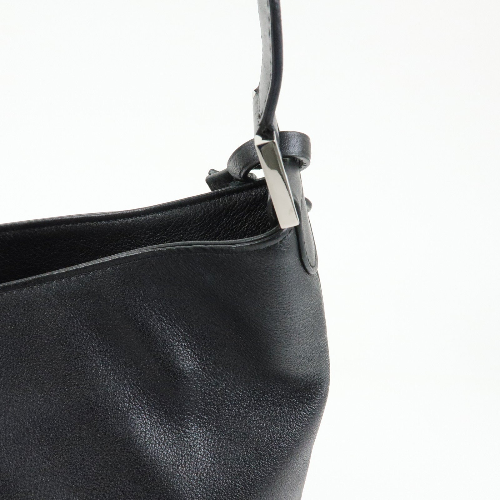 DELVAUX Louise Leather Shoulder Bag Hand Bag Black