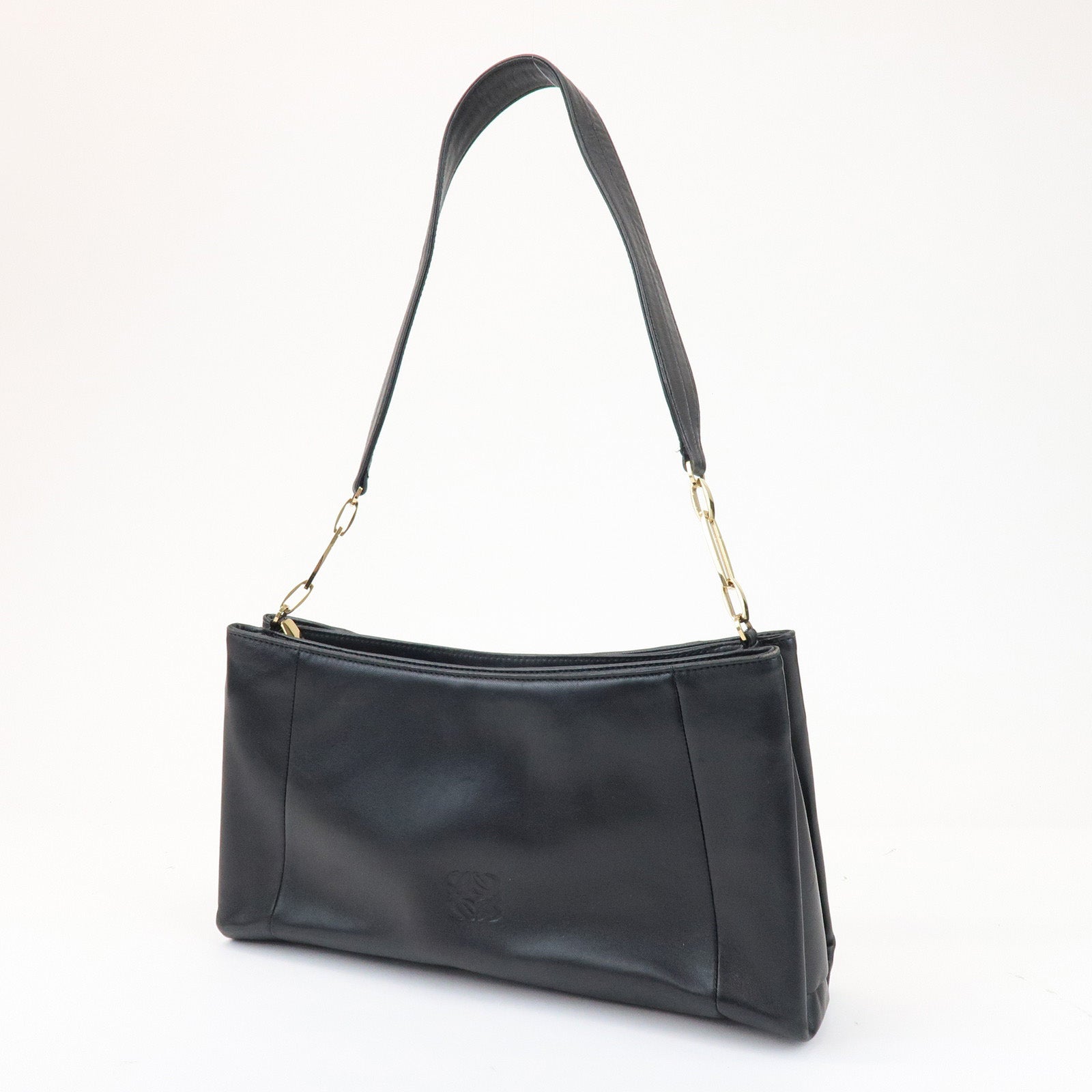 LOEWE Anagram Logo Nappa Leather Chain Shoulder Bag Hand Bag Black