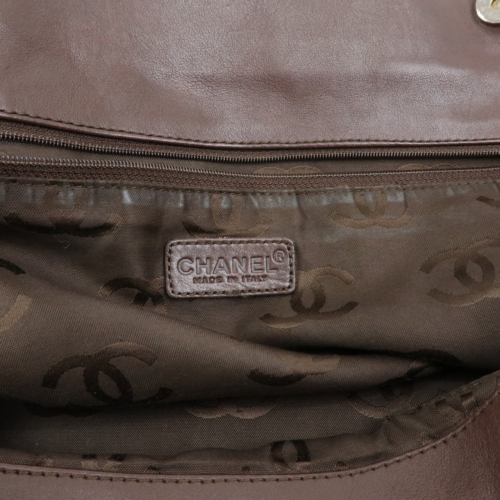 CHANEL COCO Mark Calf Leather 2WAY Bag Tote Bag Brown