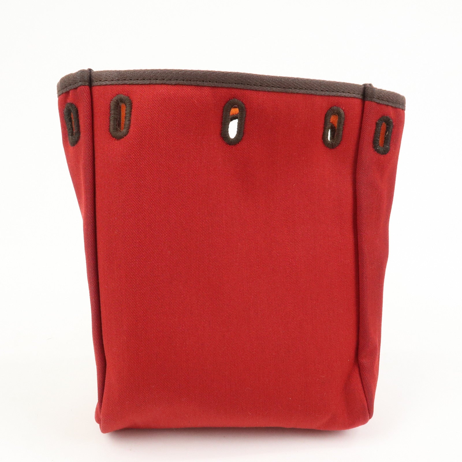 HERMES Logo Canvas Leather Herbag TPM Shoulder Bag H Stamped Red