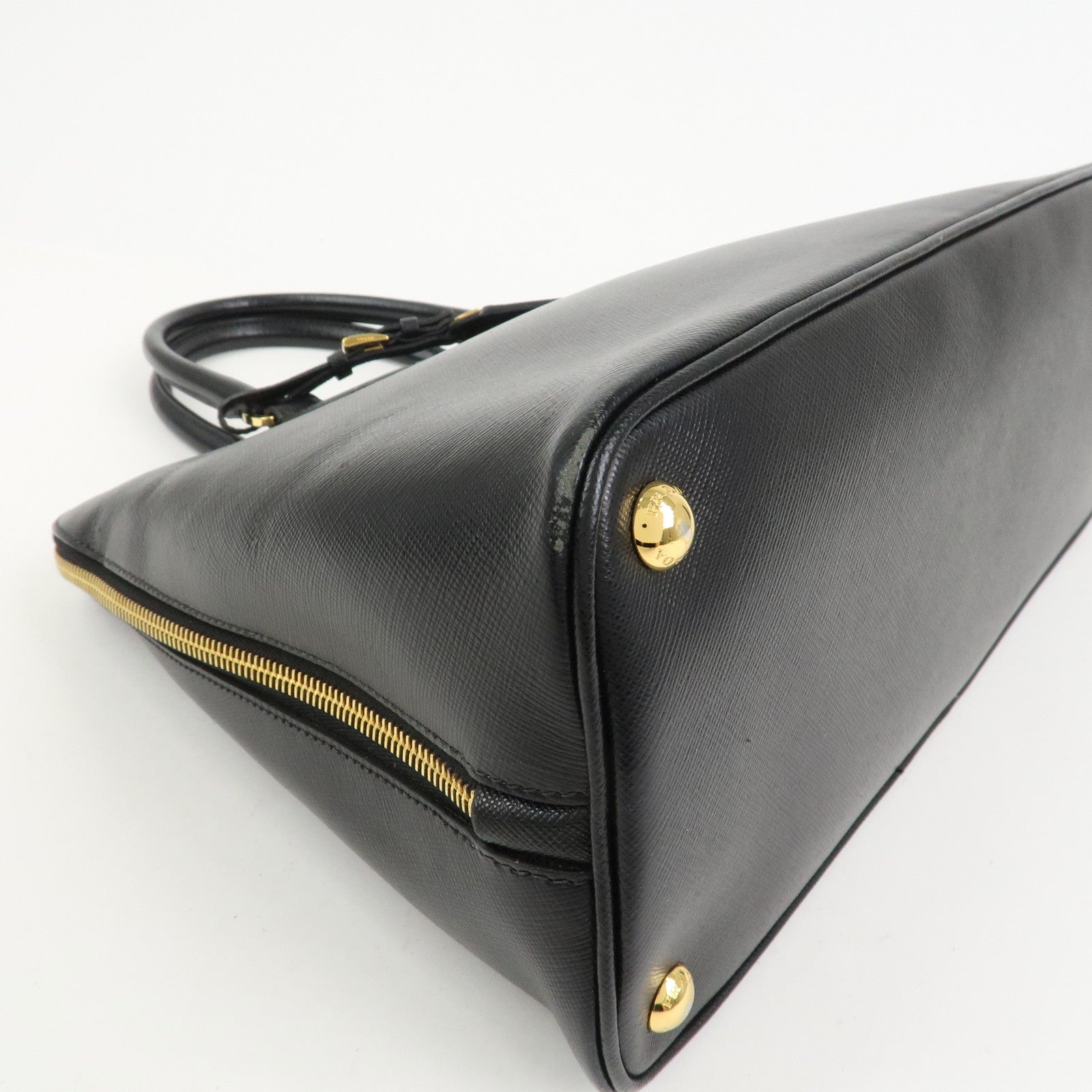 PRADA Logo Saffiano Leather Hand Bag Tote Bag Black BL0812