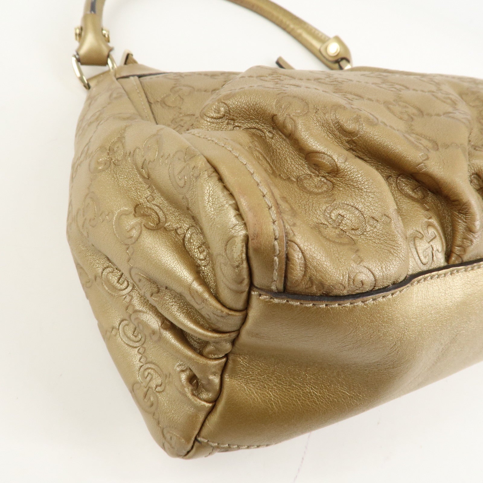 GUCCI Abbey Guccissima Leather Shoulder Bag Hand Bag Gold 190525 Used