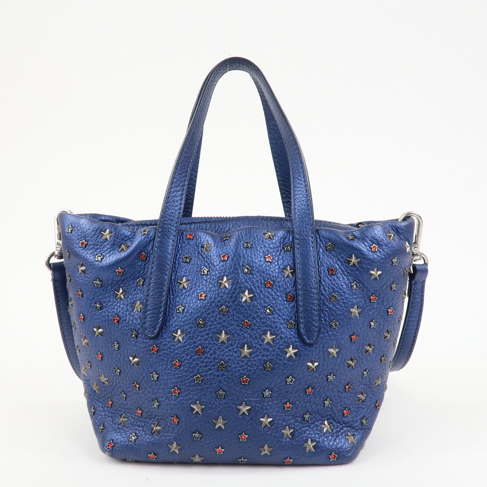 JIMMY CHOO Leather MINISARA 2Way Bag Hand Bag Shoulder Bag Blue