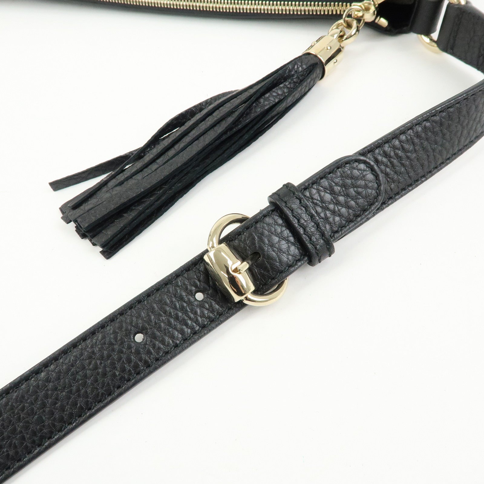 GUCCI SOHO Interlocking G Leather Shoulder Bag Black 308361
