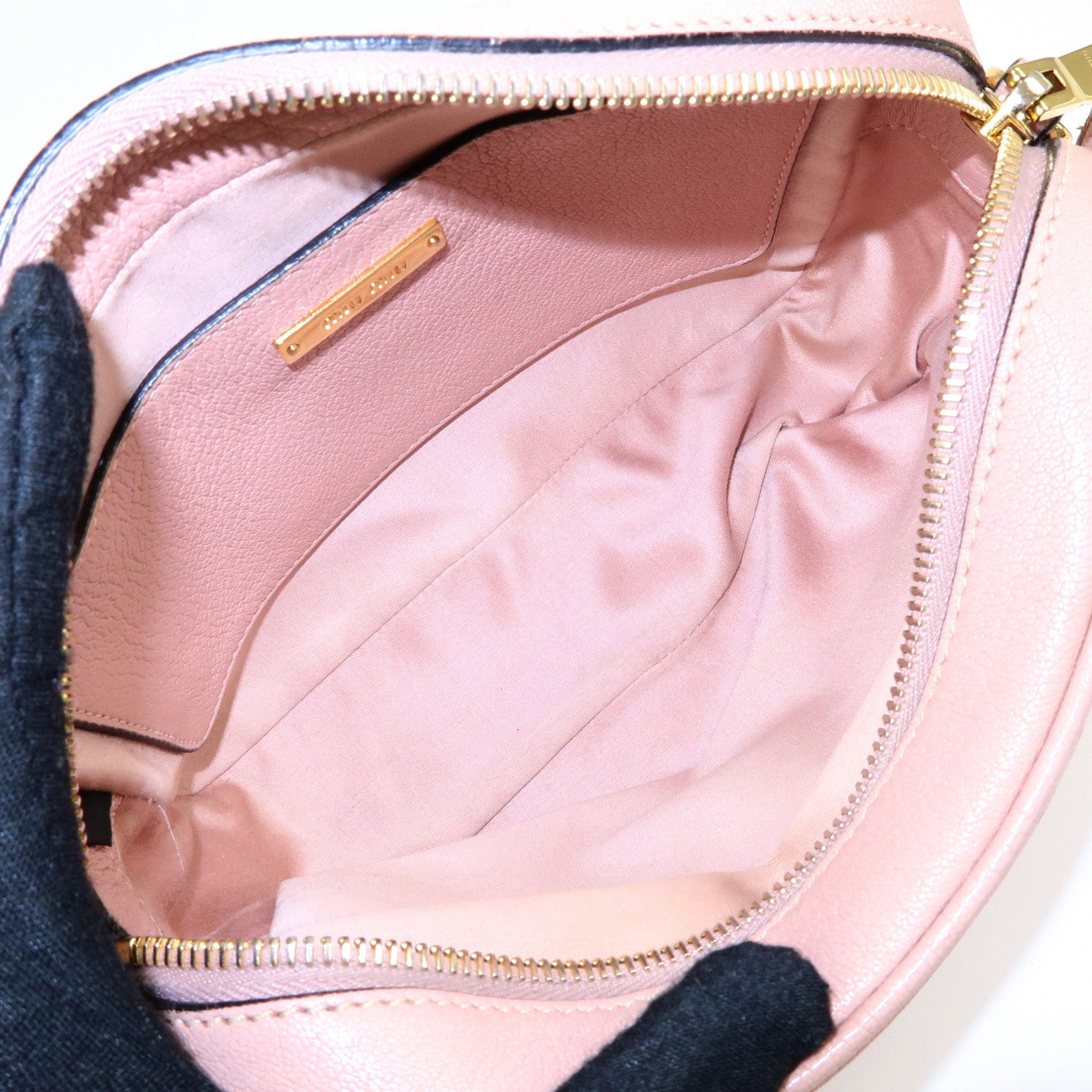 MIU MIU Leather Ribbon Shoulder Bag Crossbody Pink