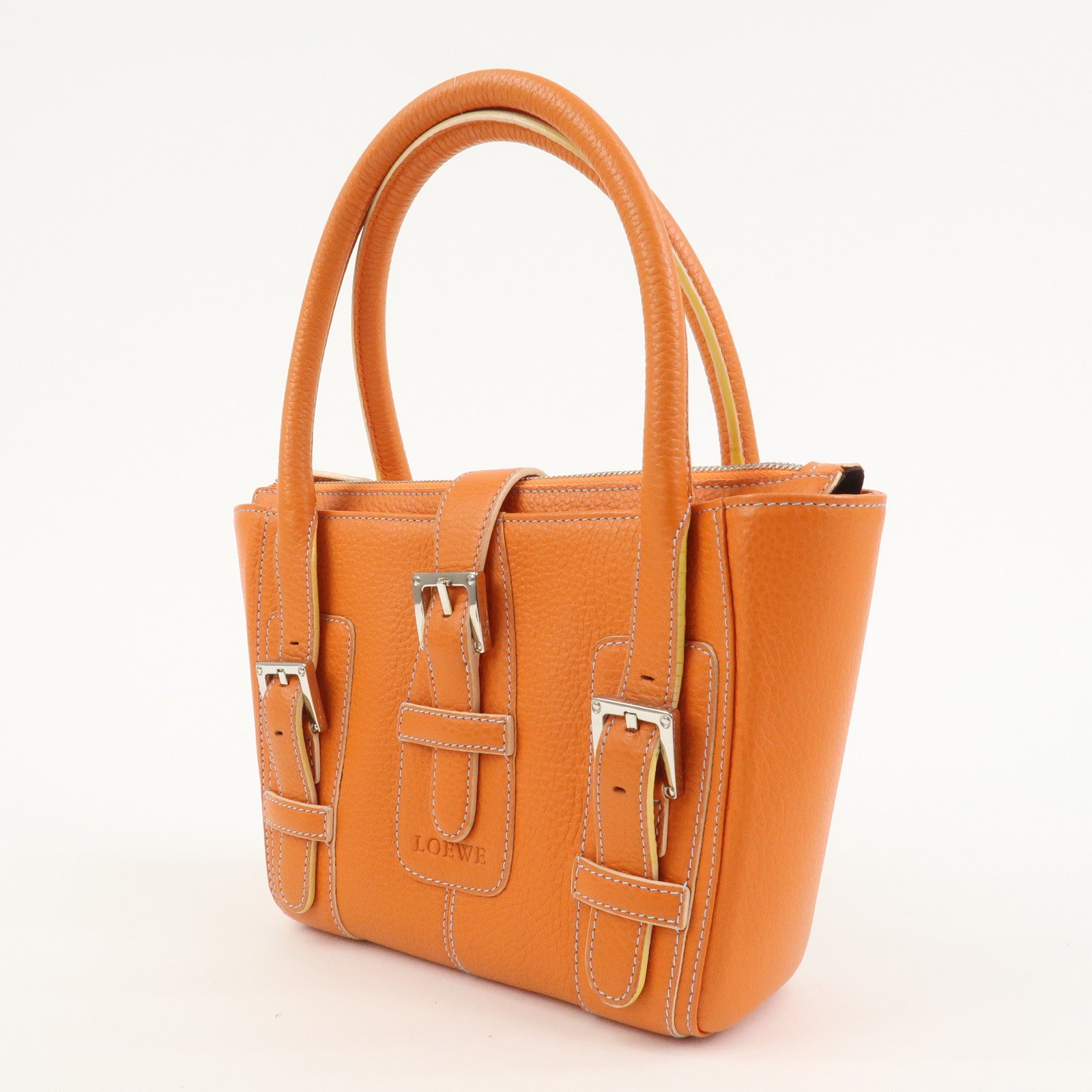 LOEWE Senda Leather Hand Bag Orange