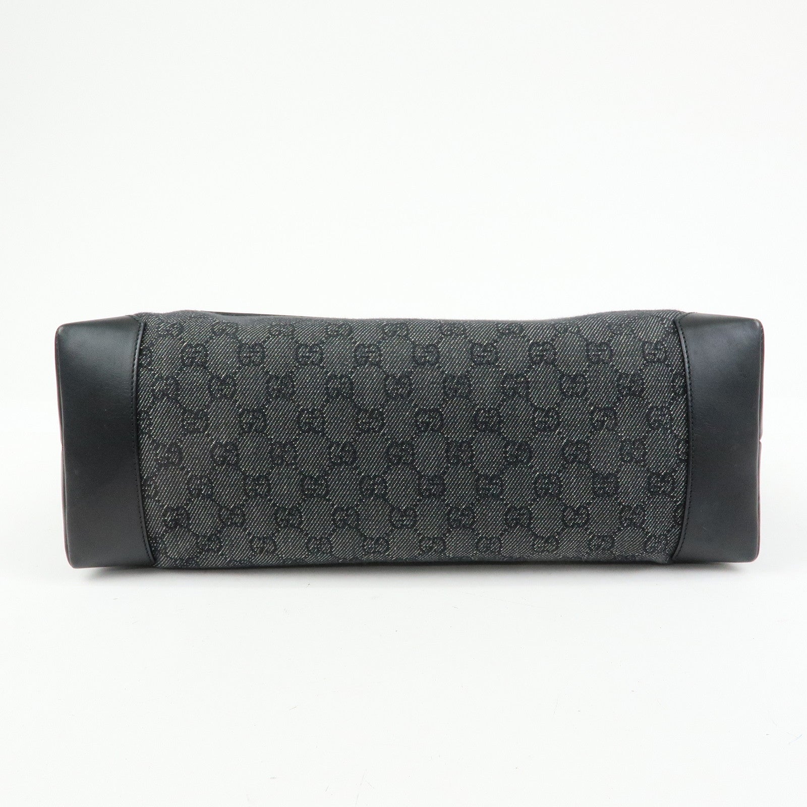 GUCCI GG Denim Leather Tote Bag Shoulder Bag Black 34339