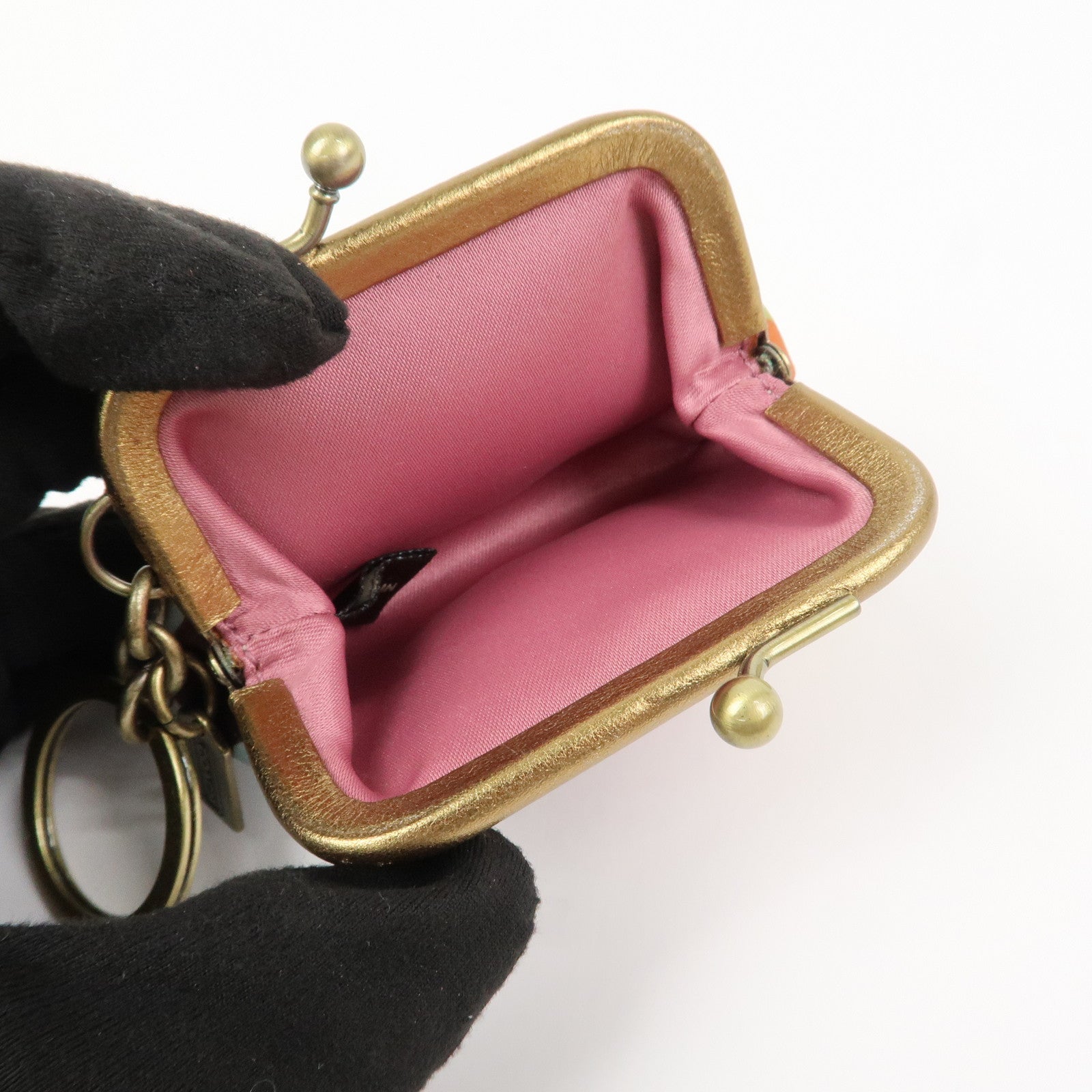 COACH Satin Canvas Set Of 2 Coin Case Card Case Beige Multicolor