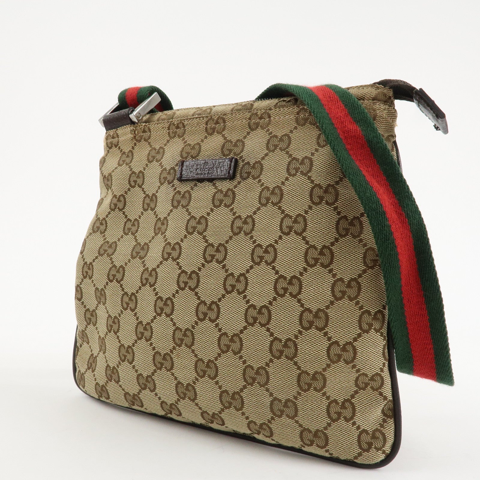 GUCCI Sherry GG Canvas Leather Shoulder Bag Beige 146309 Used