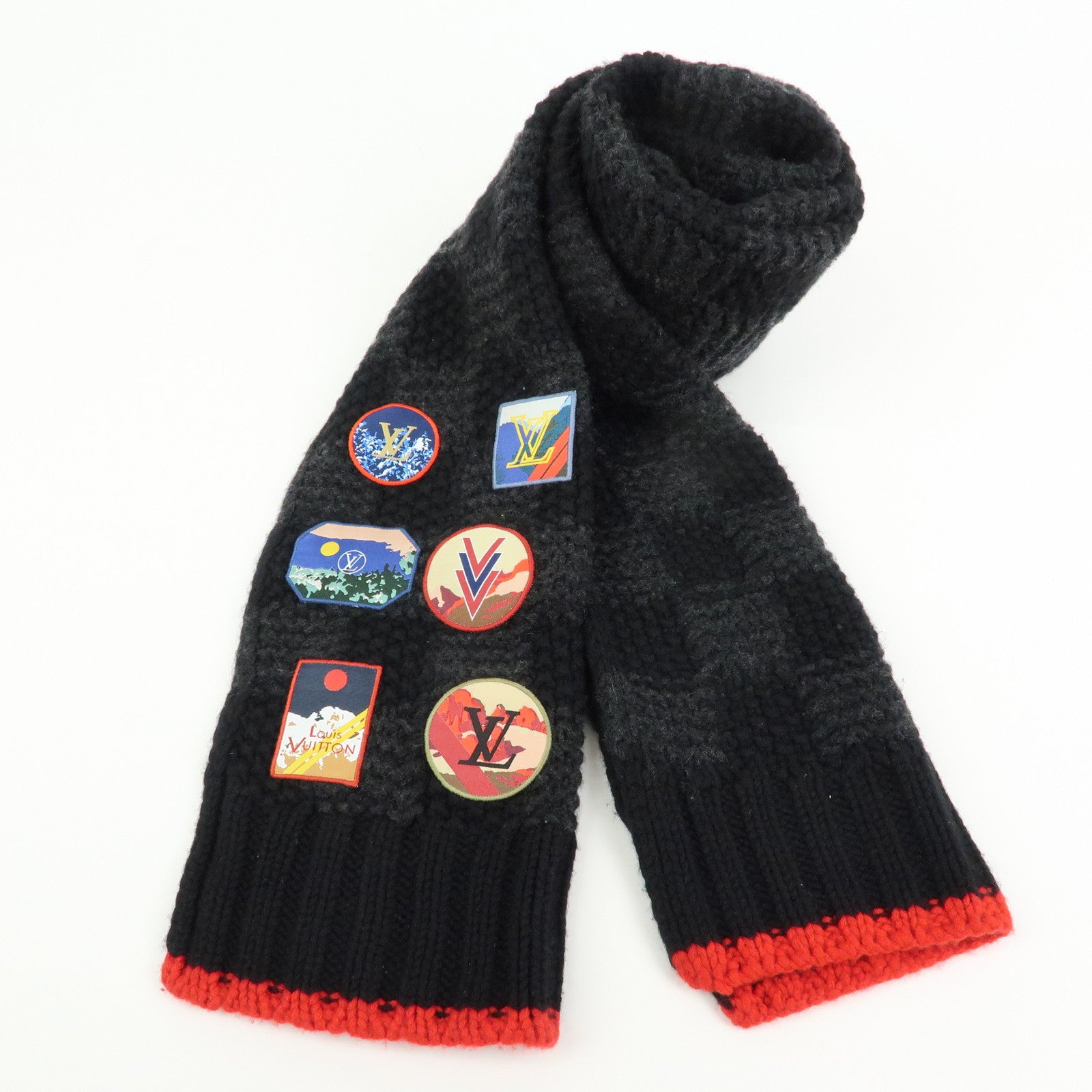 Louis Vuitton Helsinki Alps Patch Cashmere 100% Scarf Black M71108