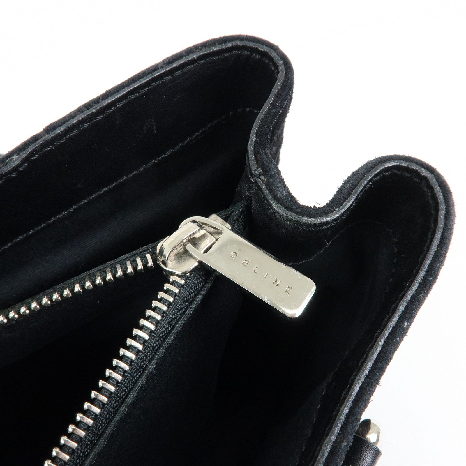 CELINE C Macadam Suede Leather Tote Bag Hand Bag Black