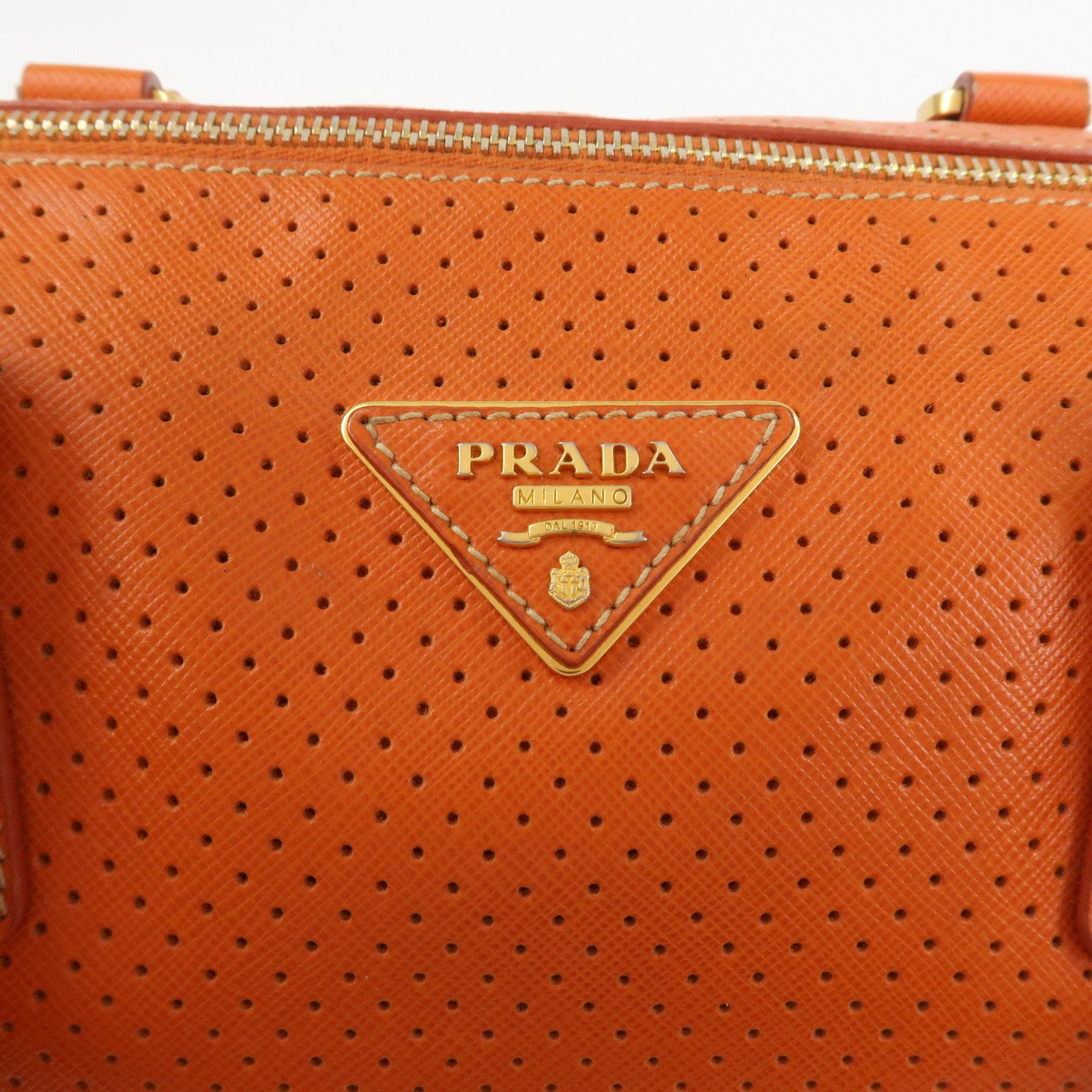 PRADA Saffiano Leather 2Way Bag Hand Bag Shoulder Bag Orange
